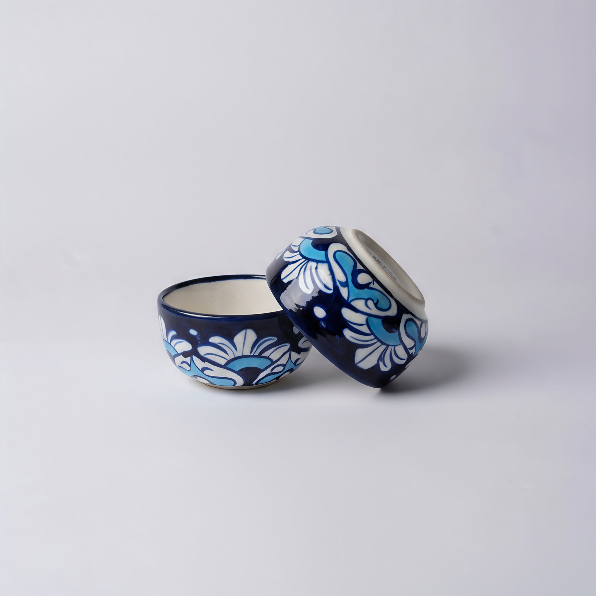 Hand-Painted Small Blue Pottery Bowl — 3″ Multani Ceramic Sauce/Jewelry Dish