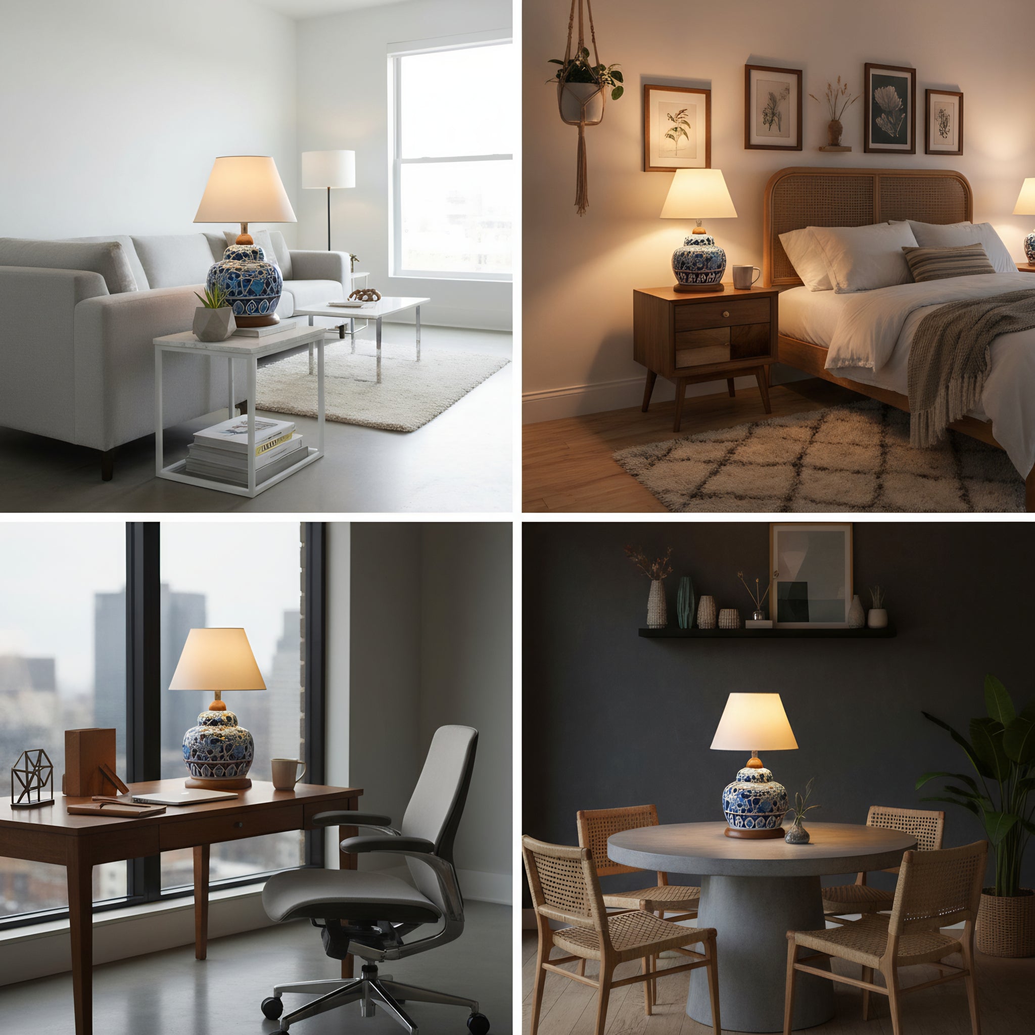 Handcrafted Multani Blue Pottery Lamp Base – Floral Vine Pattern