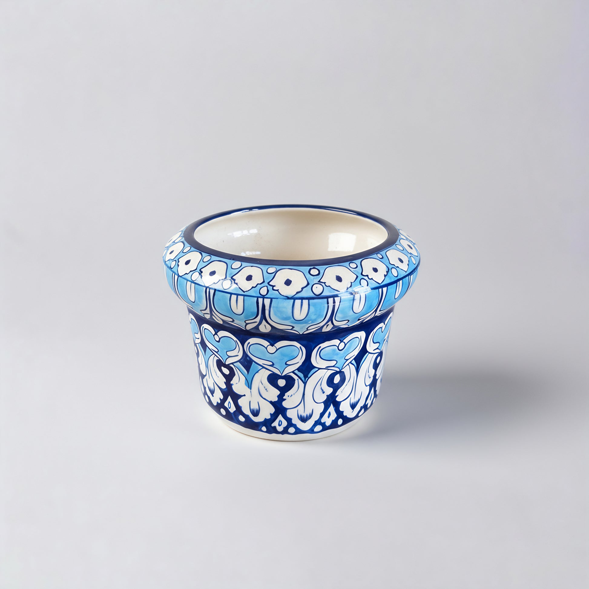 Hand-Painted 6″ Blue Pottery Planter — Small Multani Ceramic Flower Pot (5″ High)