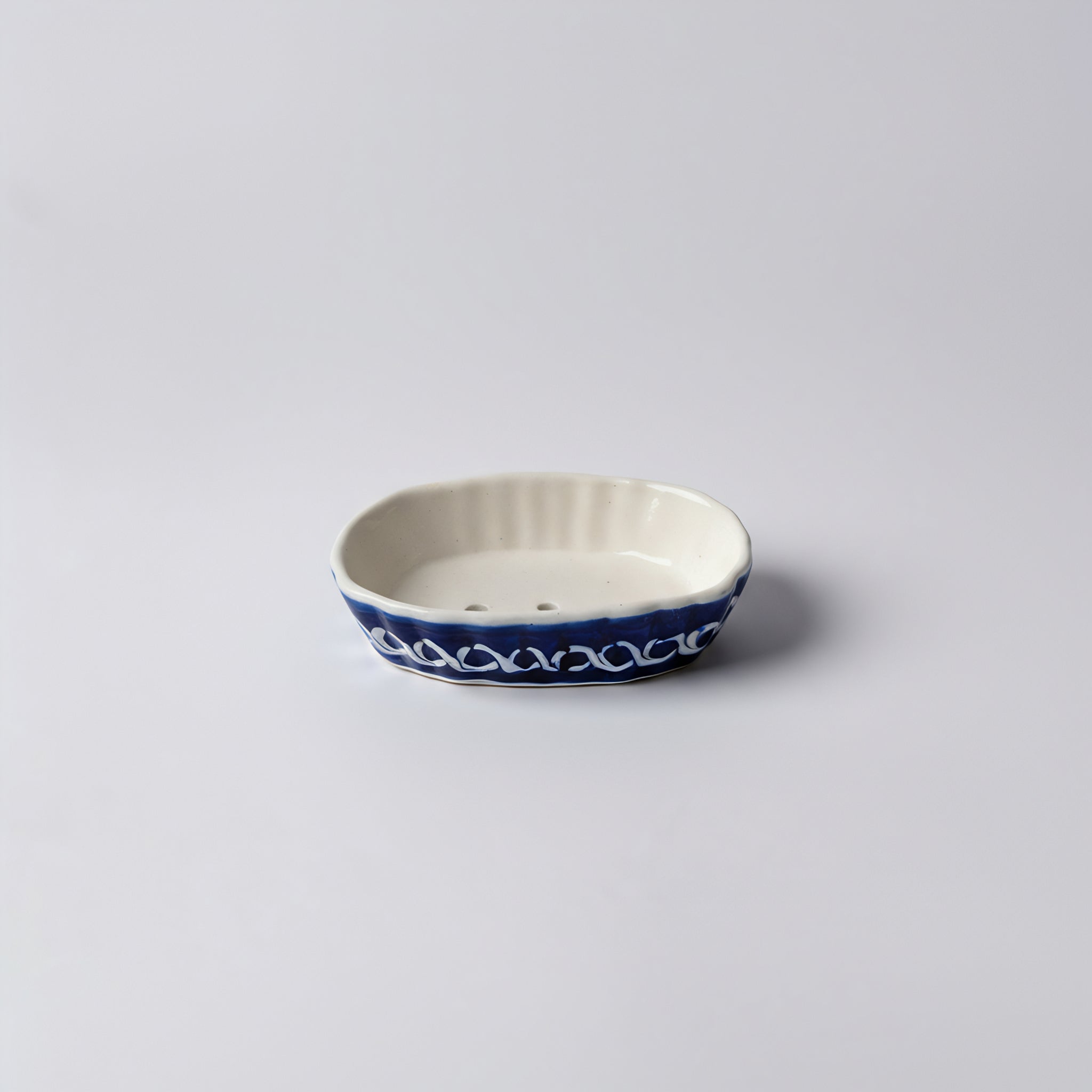 Hand-Painted Multani Blue Pottery Soap Dish – Oval Ceramic Tray with Drainage