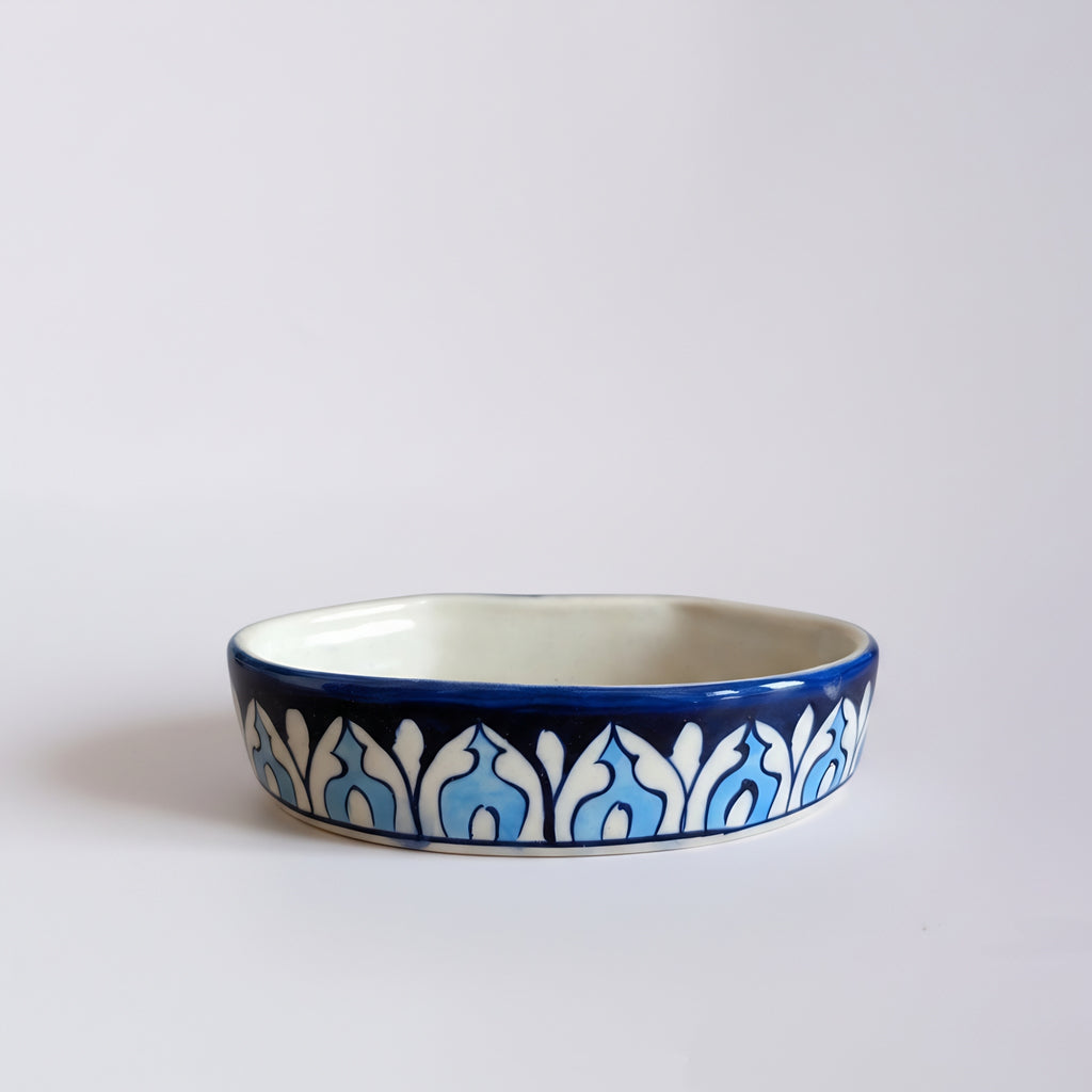 Multani Blue Pottery Soap Dish Showing Intricate Hand-Painted Details — Craftan Pakistan
