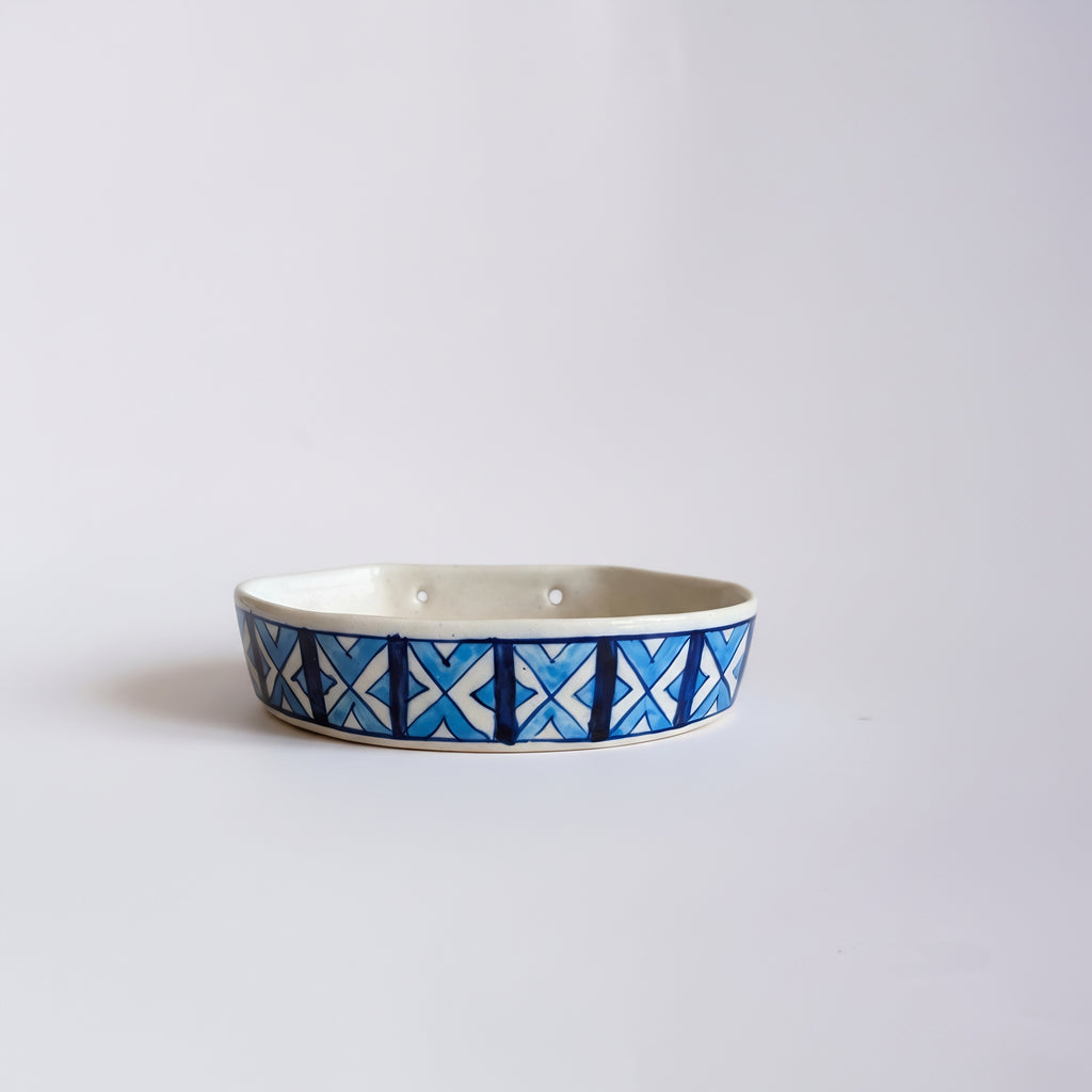 Multani blue ceramic soap dish with traditional patterns — Craftan Pakistan