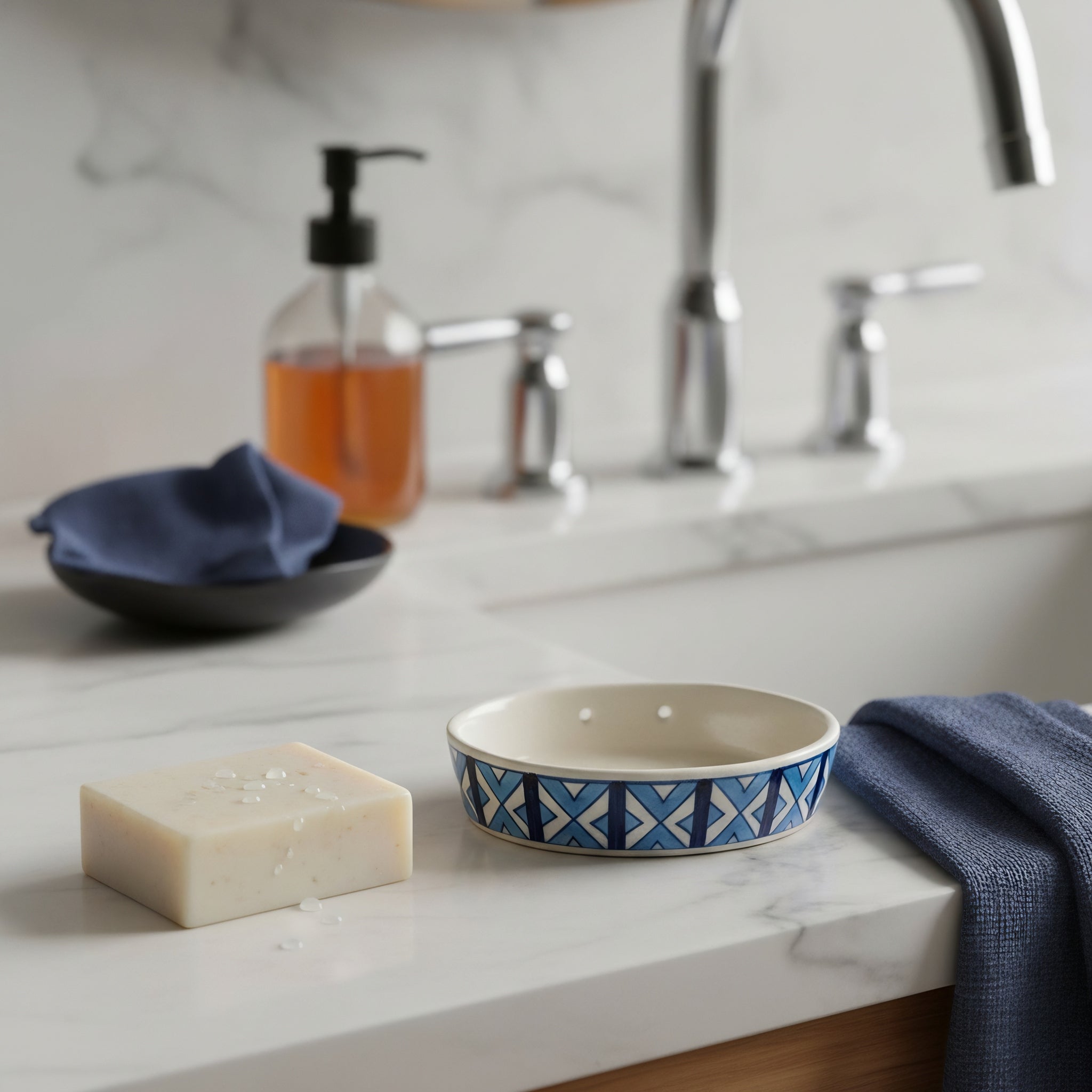 Pakistani blue pottery soap dish artisan crafted traditional design — Craftan Pakistan