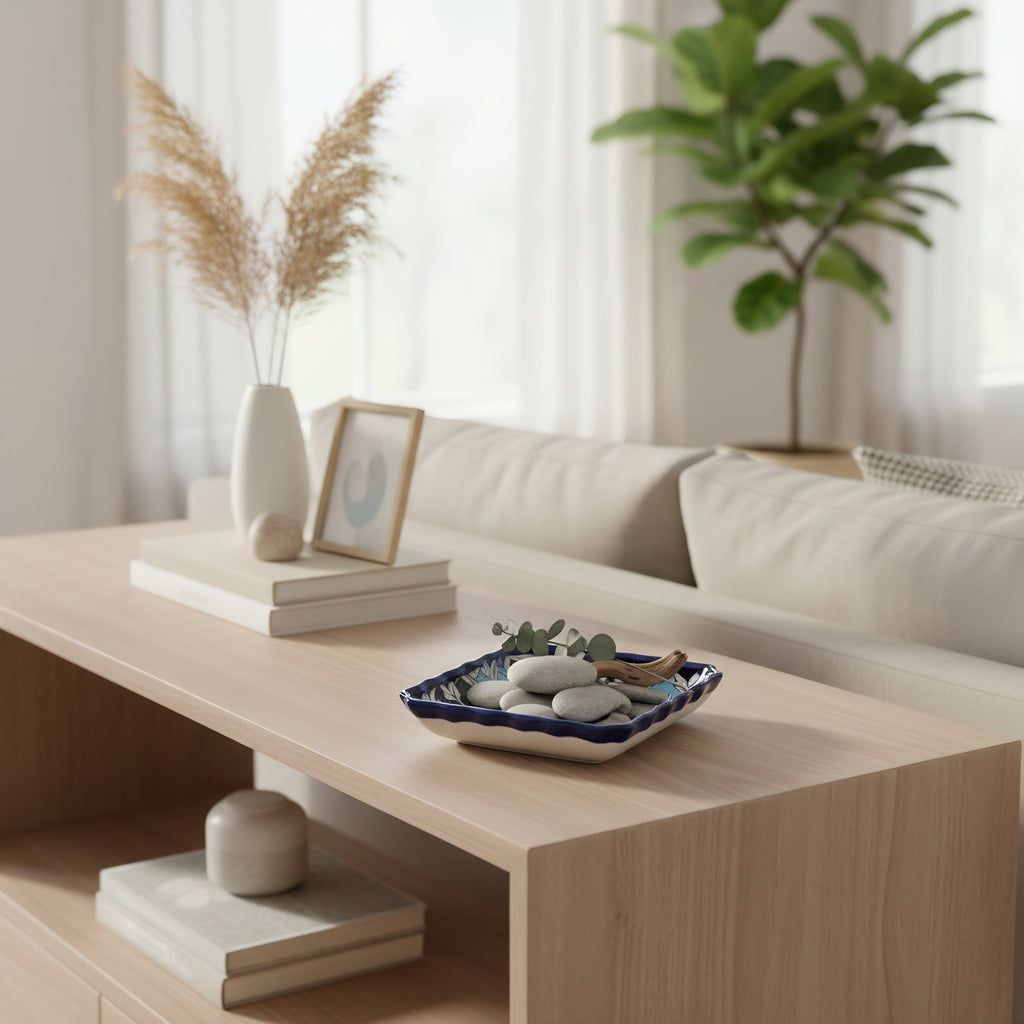 Square Blue Pottery Ceramic Serving Dish – Sky to midnight blue