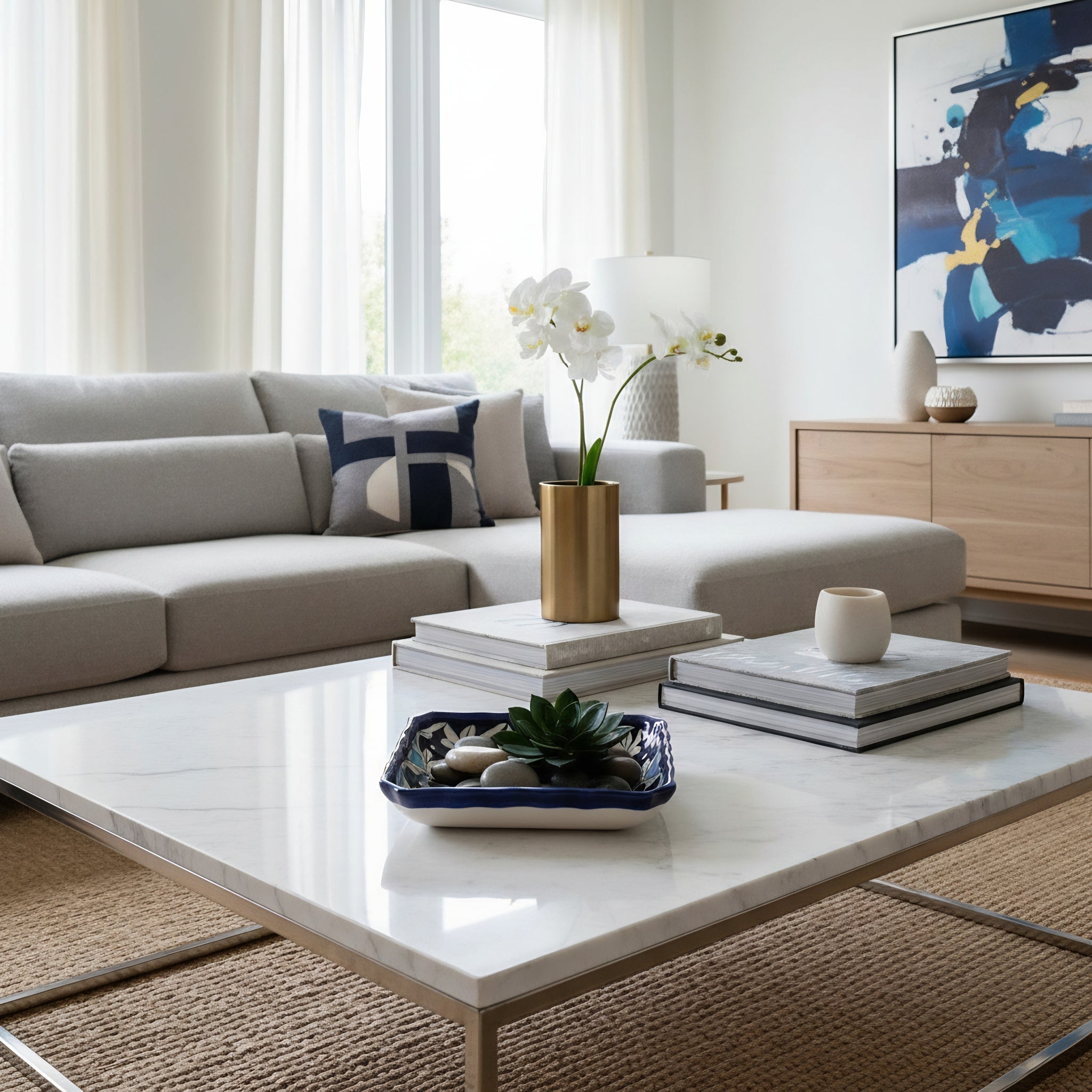 Square Blue Pottery Ceramic Serving Dish – Sky to midnight blue