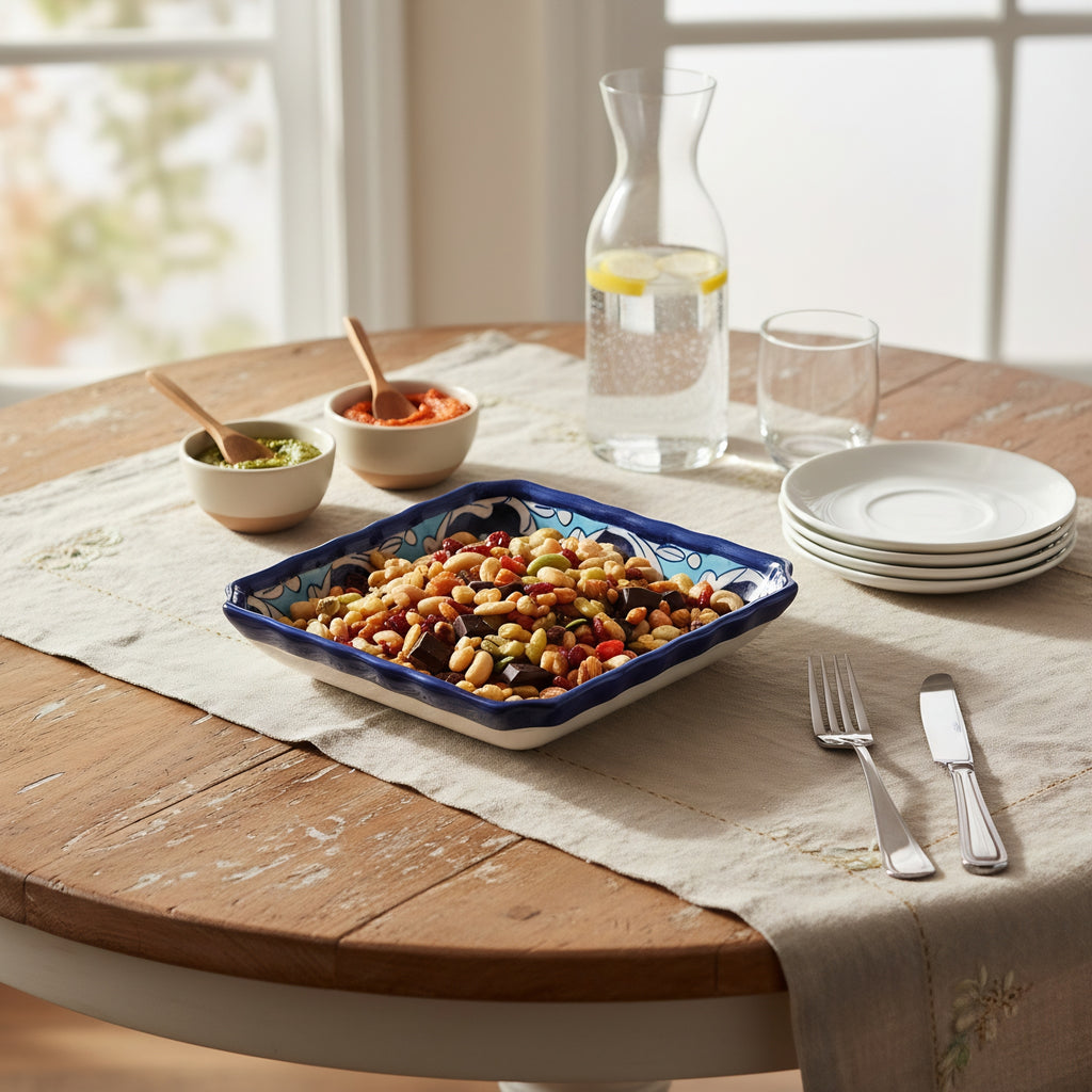 Square Blue Pottery Ceramic Serving Dish – Sky to midnight blue