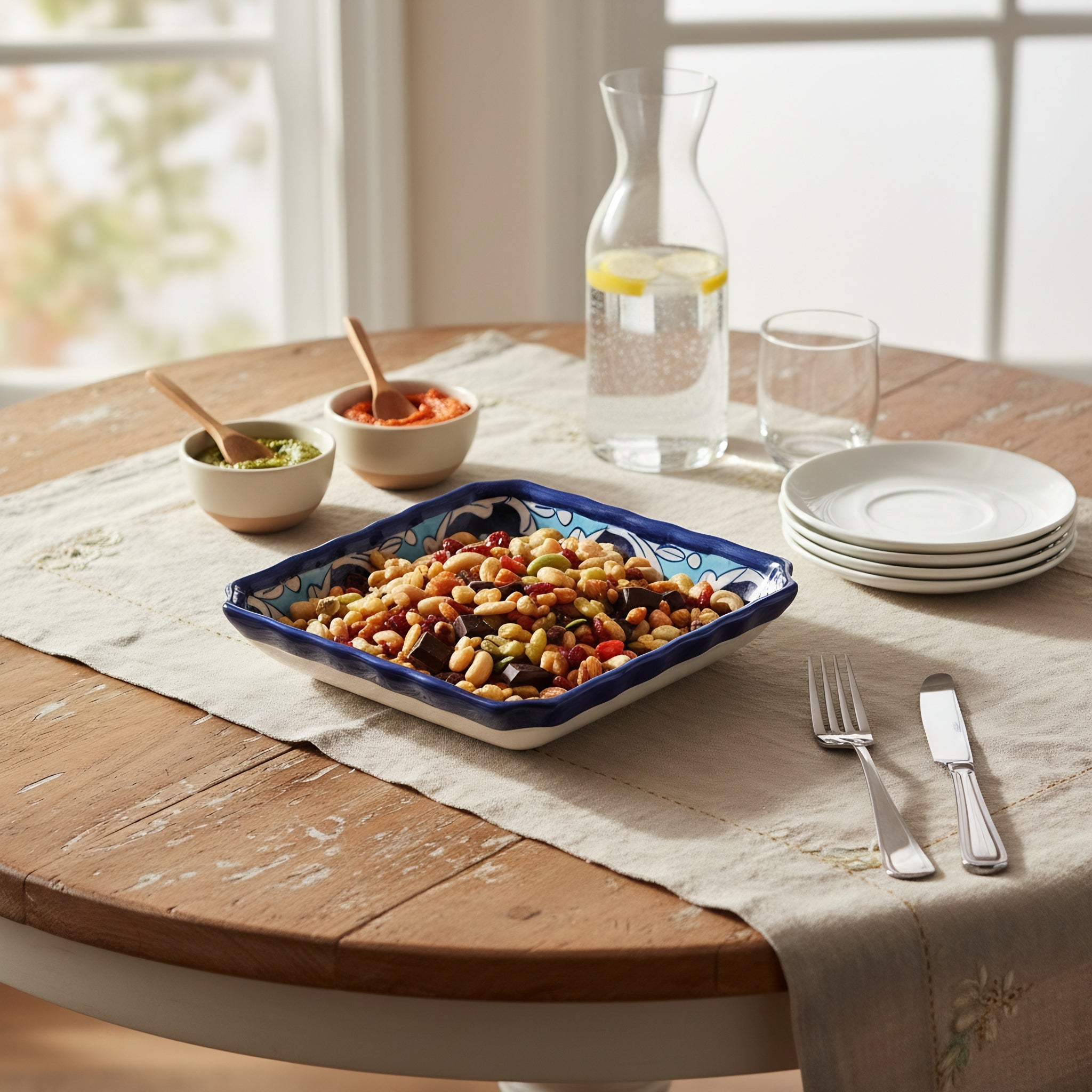 Square Blue Pottery Ceramic Serving Dish – Sky to midnight blue