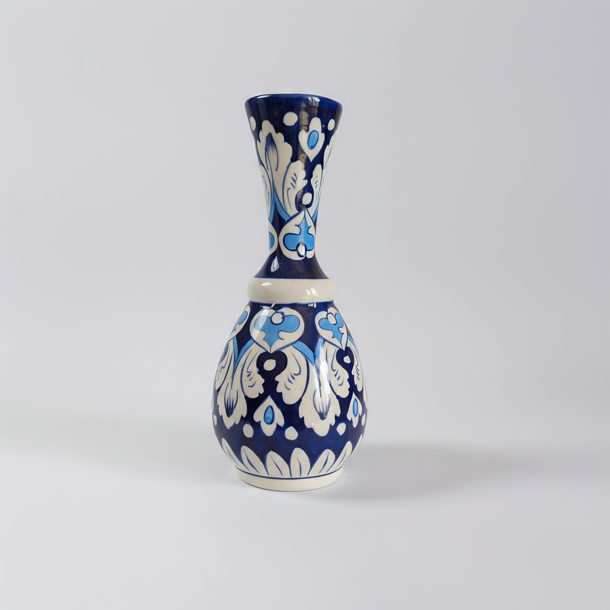 Hand-Painted Traditional Surahi Vase – 10 Inch Blue Pottery Ceramic Vase
