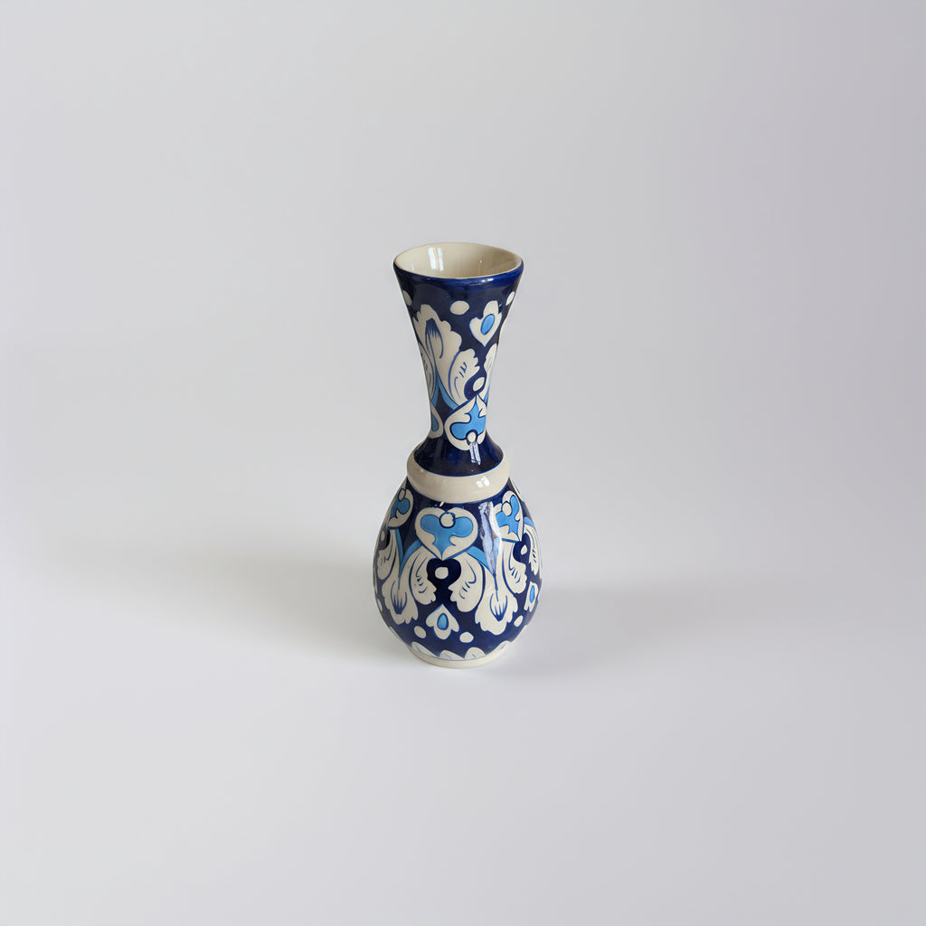 Hand-Painted Traditional Surahi Vase – 10 Inch Blue Pottery Ceramic Vase