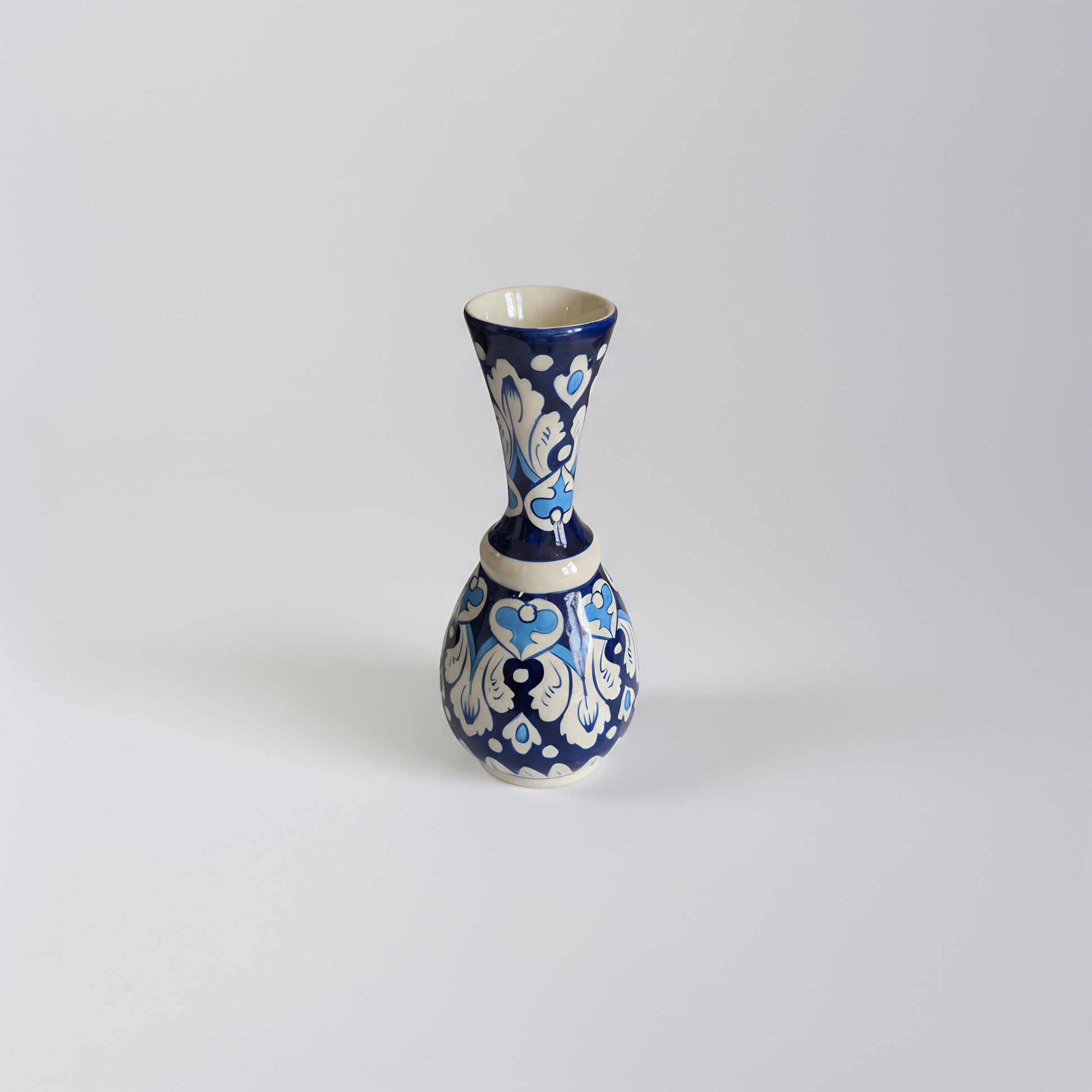 Hand-Painted Traditional Surahi Vase – 10 Inch Blue Pottery Ceramic Vase
