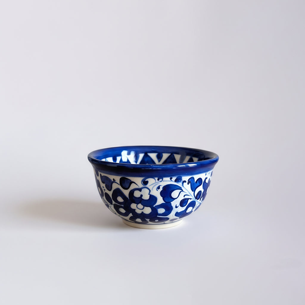 Blue Floral Soup & Sweet Serving Set — handmade ceramic serving pieces — Craftan Pakistan
