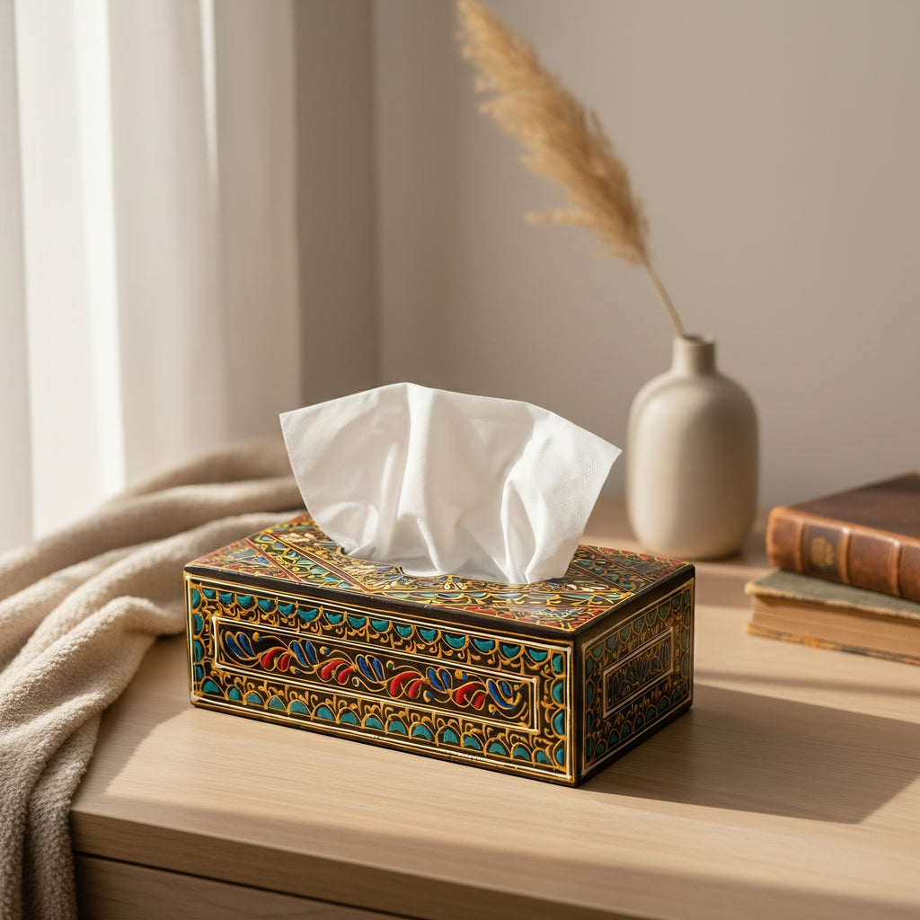 Swati Handmade Black Wooden Tissue Box Cover Traditional Pakistani Design — Craftan Pakistan