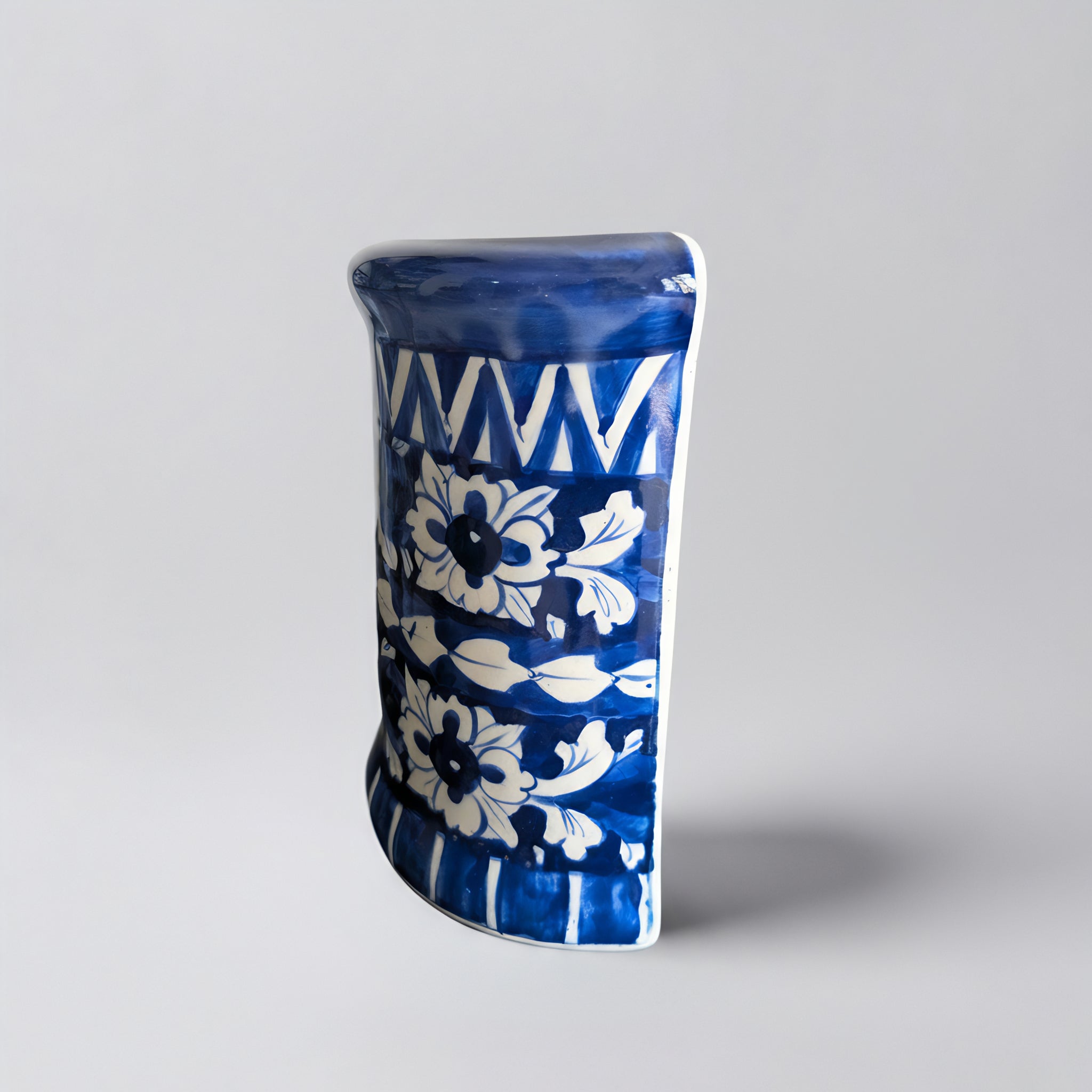 Blue Pottery Wall Planter — 6″ Multani Ceramic (Indigo Floral Vine)