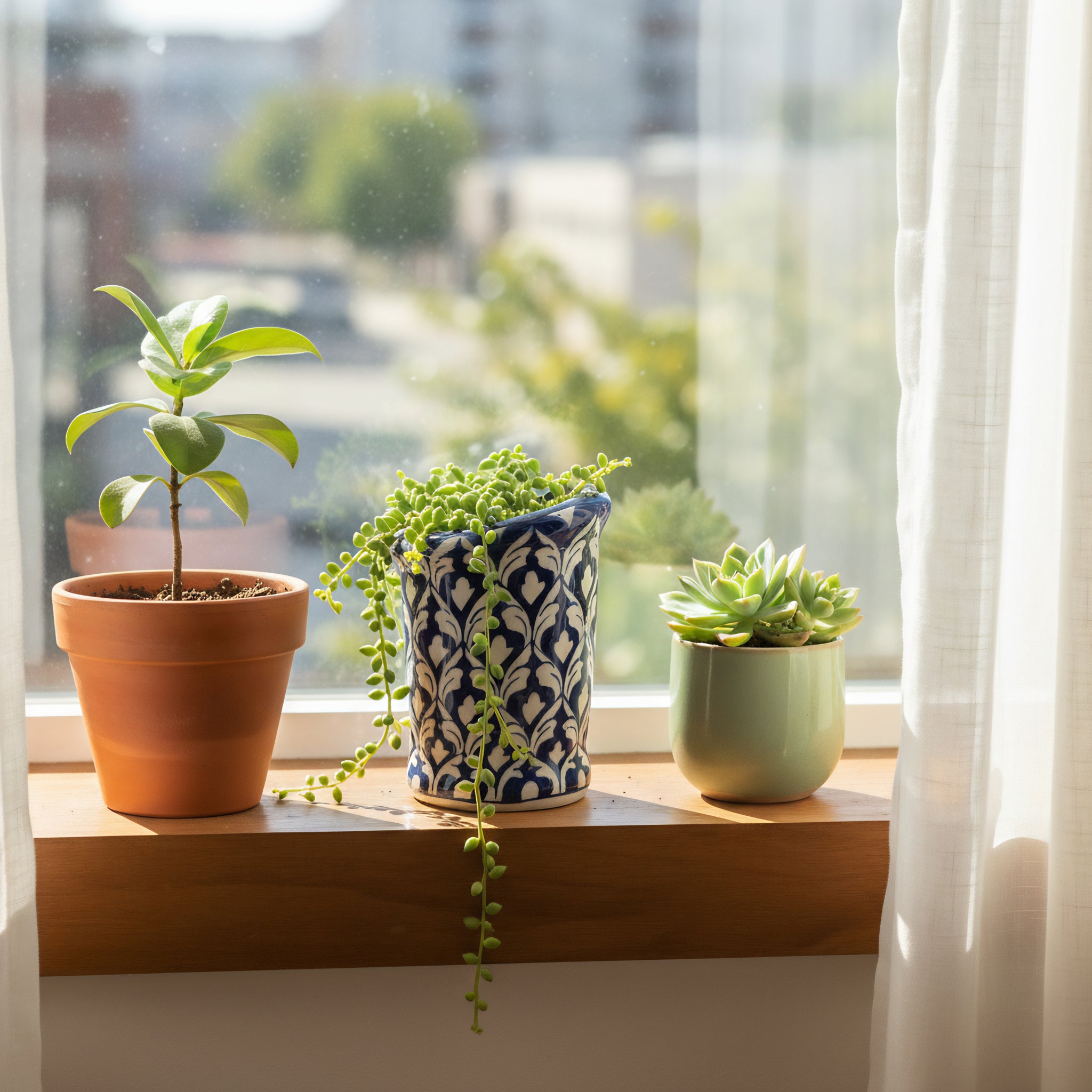 Blue Pottery Wall Planter — 6″ Multani Ceramic (Navy Lattice Motif)