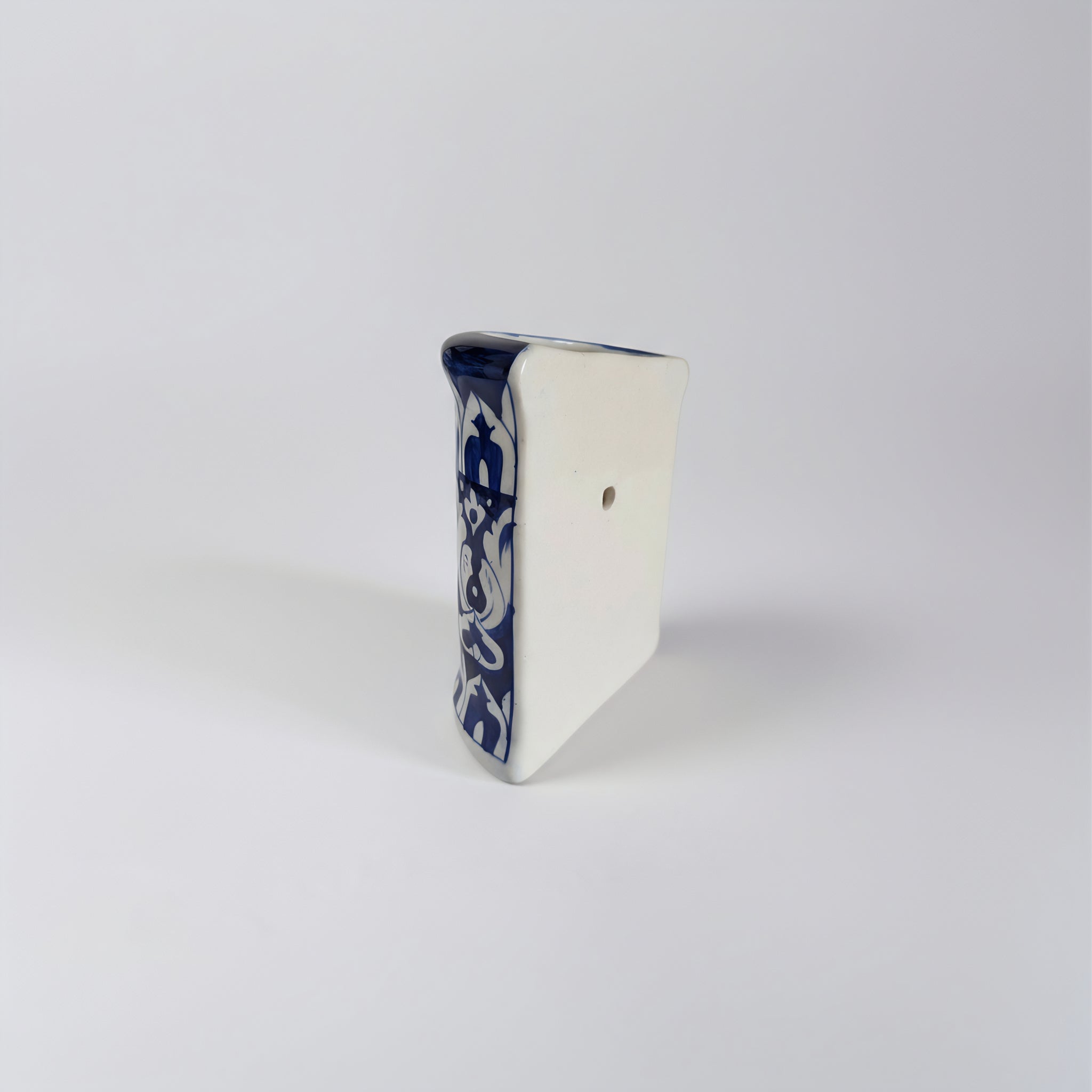 Blue Pottery Wall Planter — 6″ Multani Ceramic (Navy Tulip Motif)