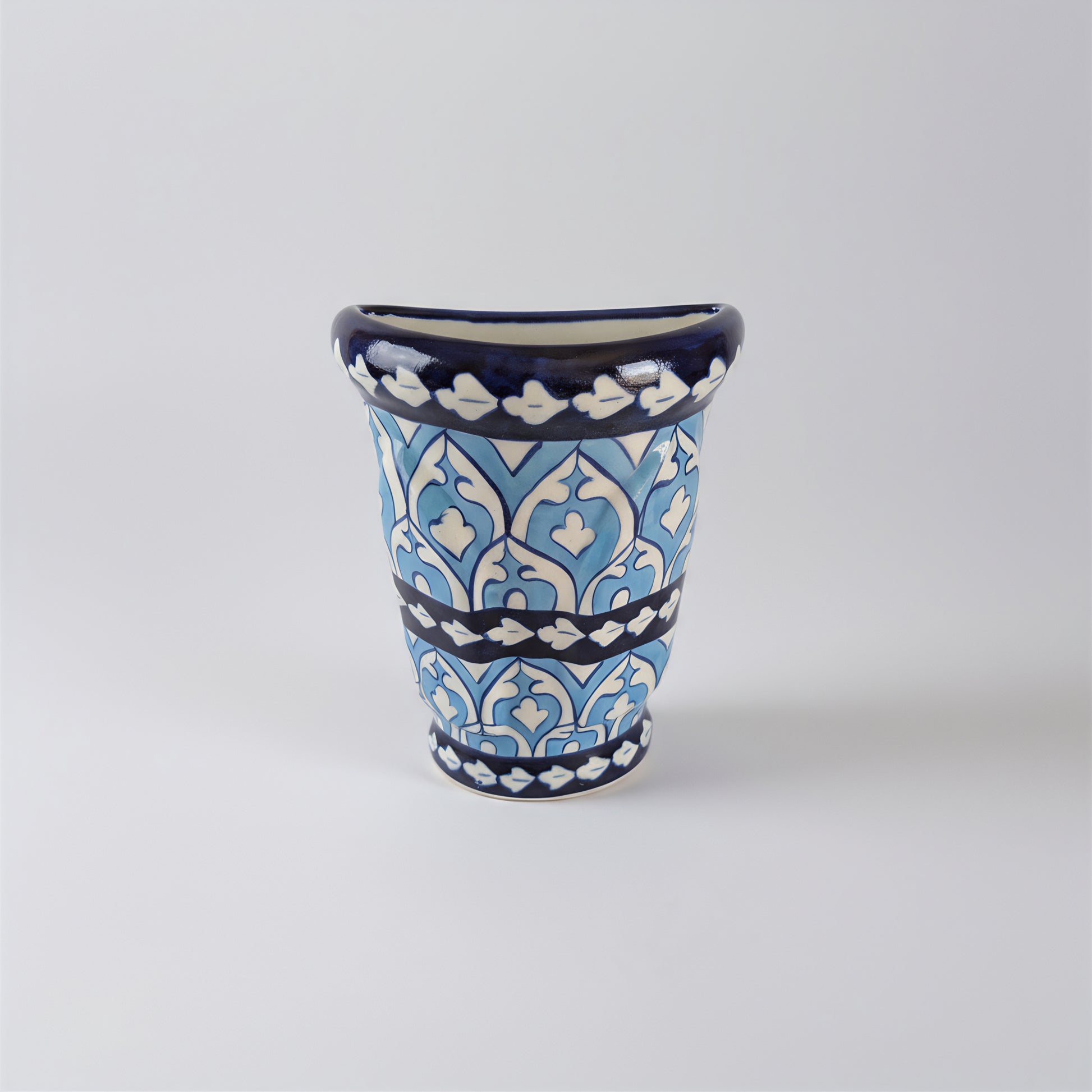 Handmade Multani Blue Pottery Wall Planter – 8 Inch Ceramic Hanging Pot