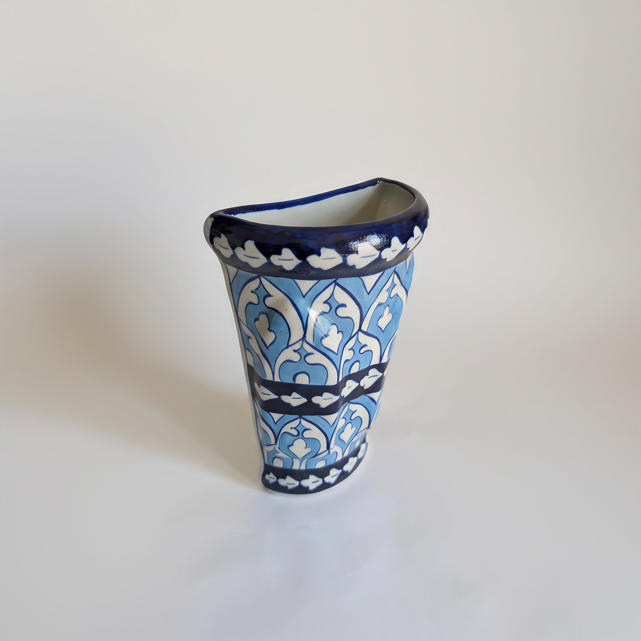 Handmade Multani Blue Pottery Wall Planter – 8 Inch Ceramic Hanging Pot