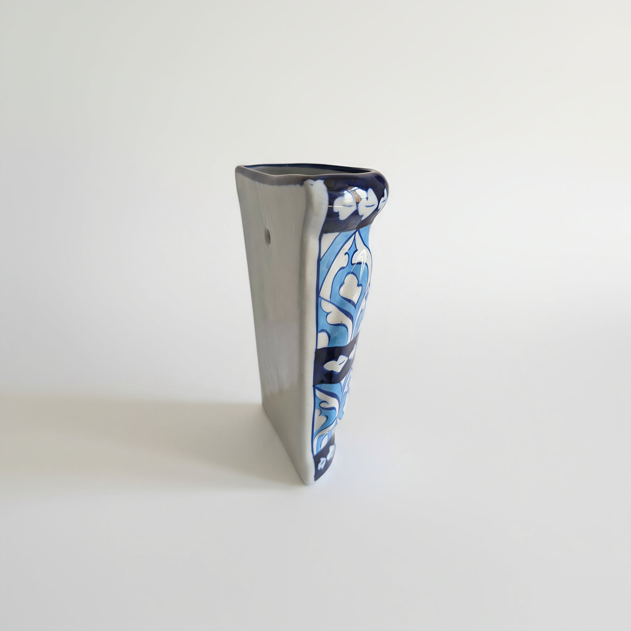 Handmade Multani Blue Pottery Wall Planter – 8 Inch Ceramic Hanging Pot