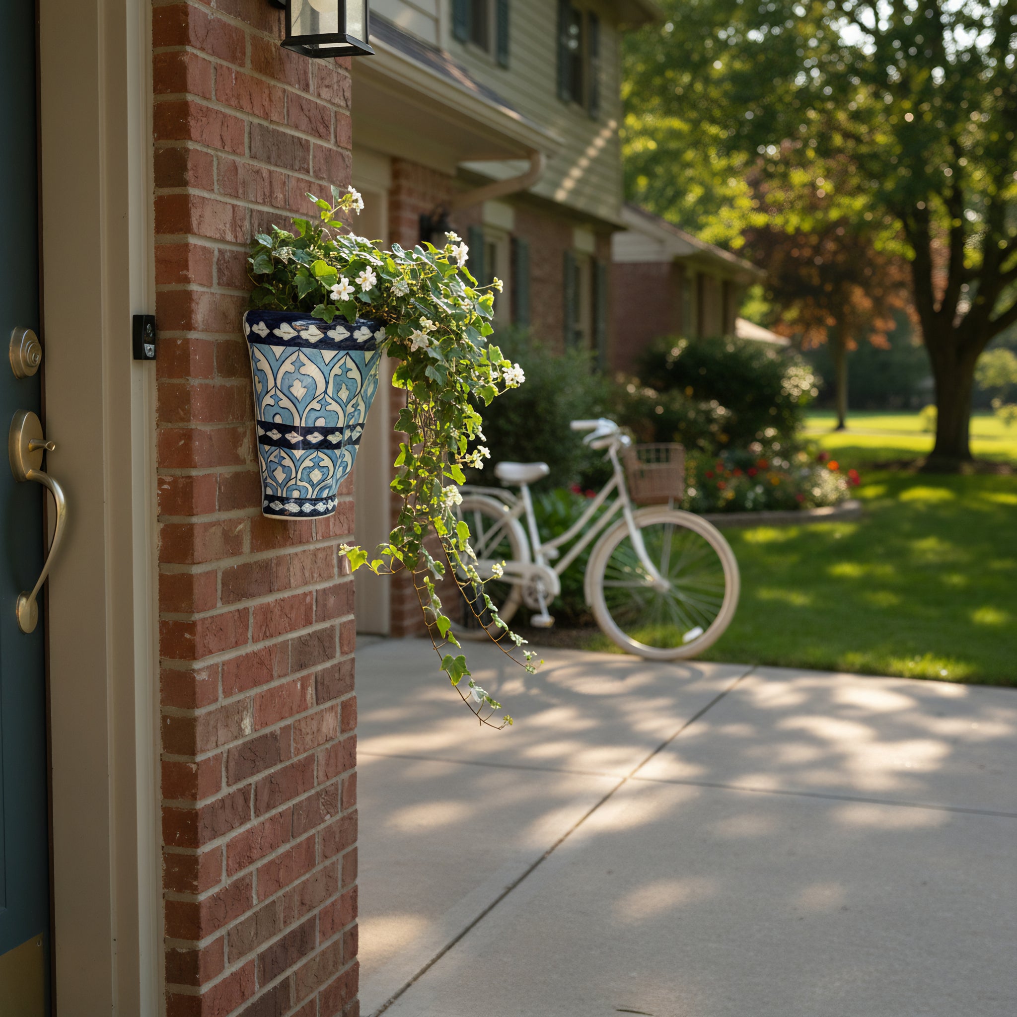 Handmade Multani Blue Pottery Wall Planter – 8 Inch Ceramic Hanging Pot