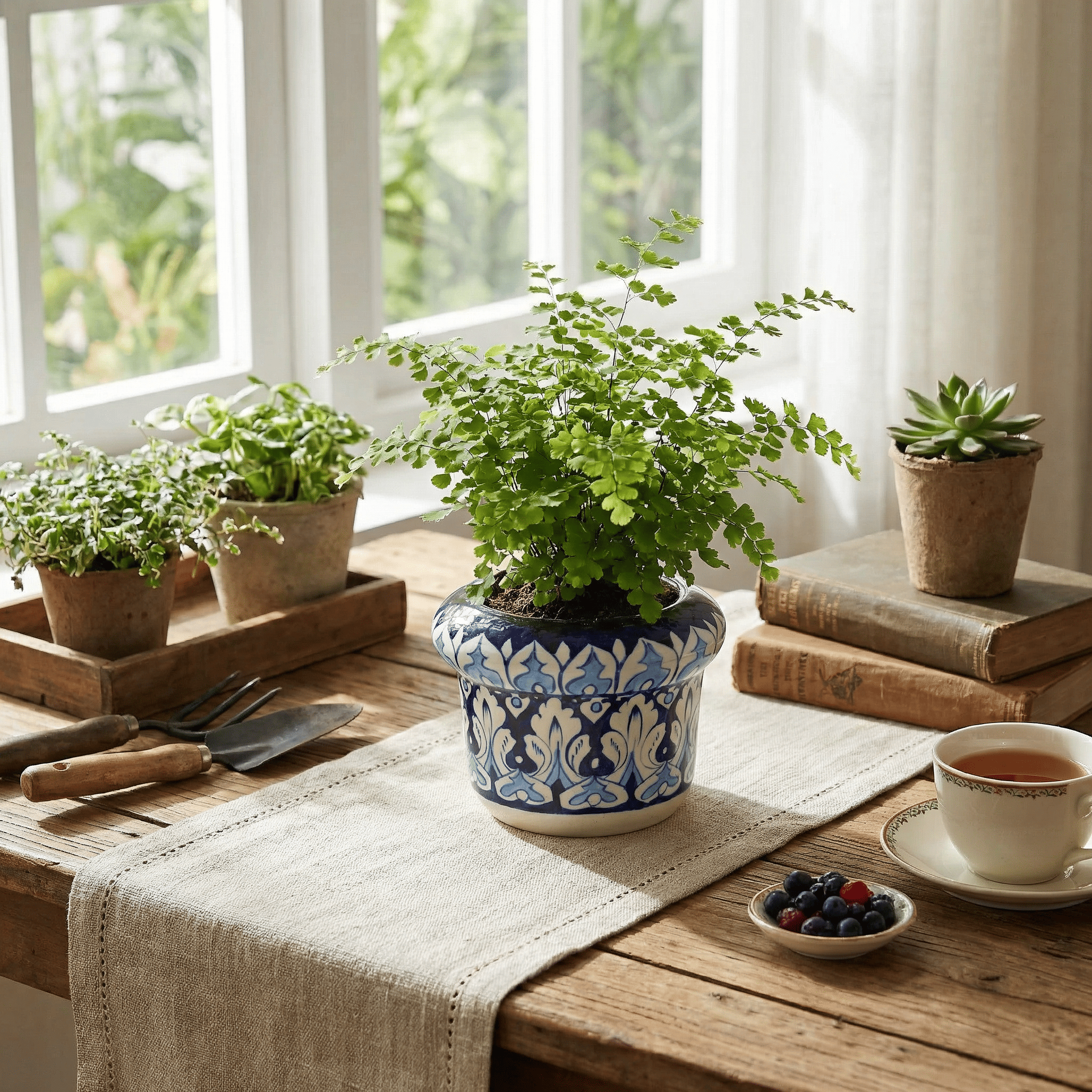 Handmade Blue Pottery Light Blue Planter - 5 Inch Ceramic (Copy