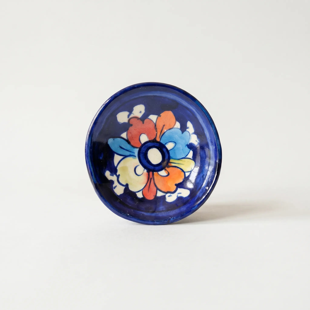 Blue Pottery Oil Burner & Mini Warmer – Hand-Painted Ceramic Tealight Diffuser (3” Floral Design) (Copy)