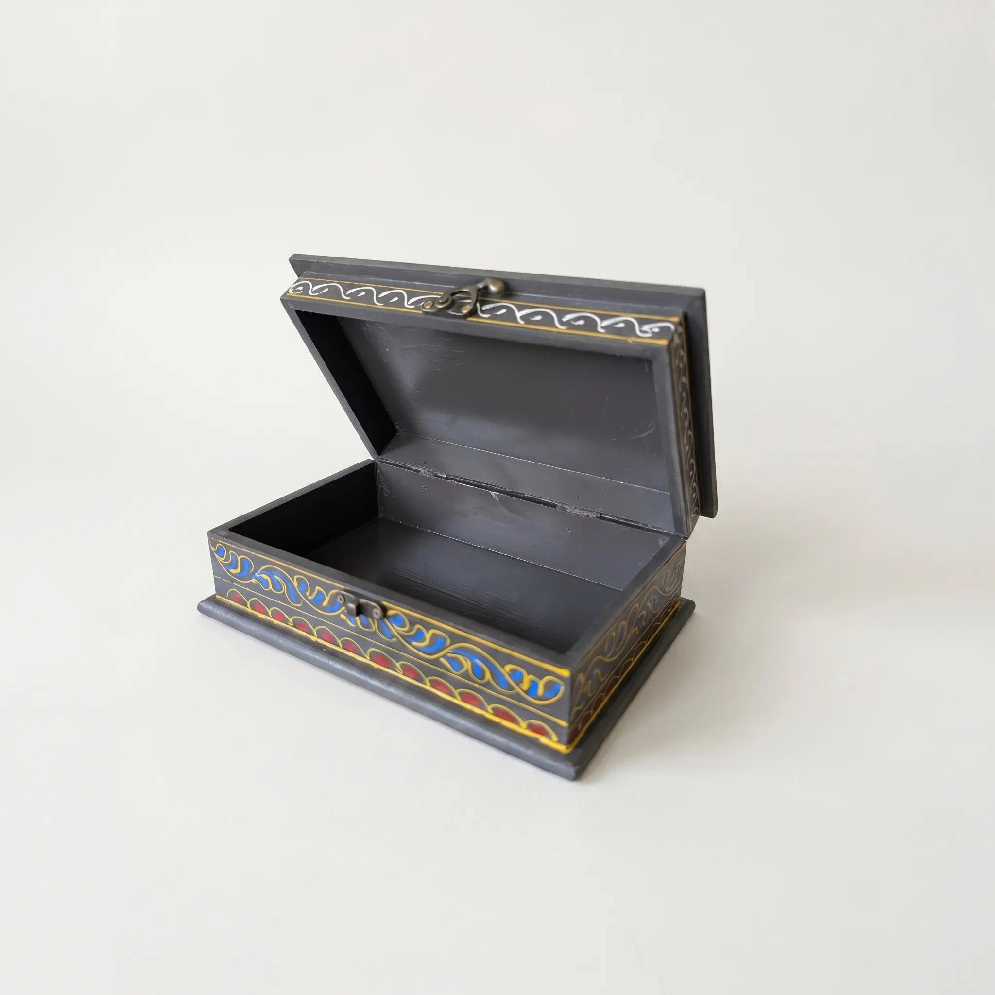 Hand-Painted Swati Wooden Jewelry Box – 8x6” Decorative Storage Box