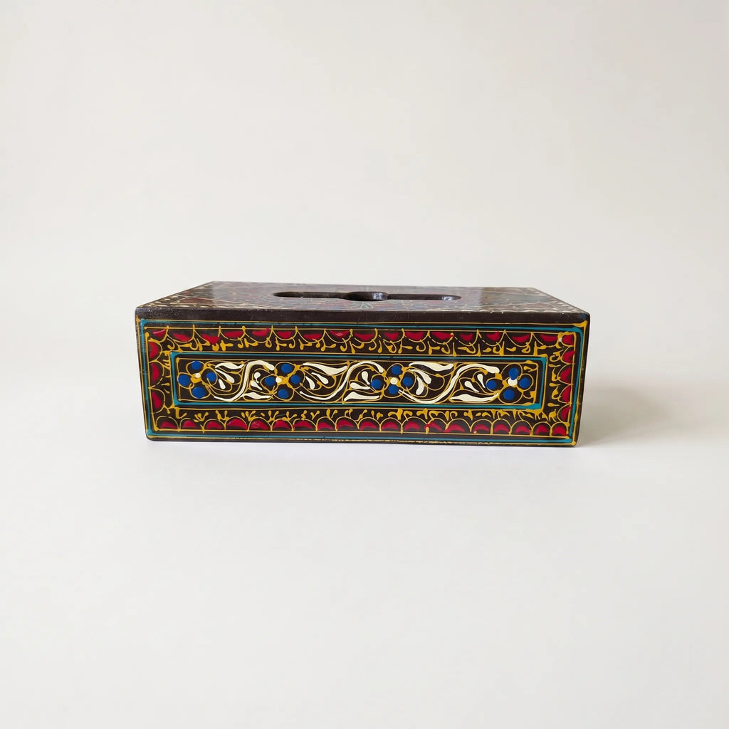 Hand-Painted Swati Tissue Box – 5x10” Wooden Tissue Holder