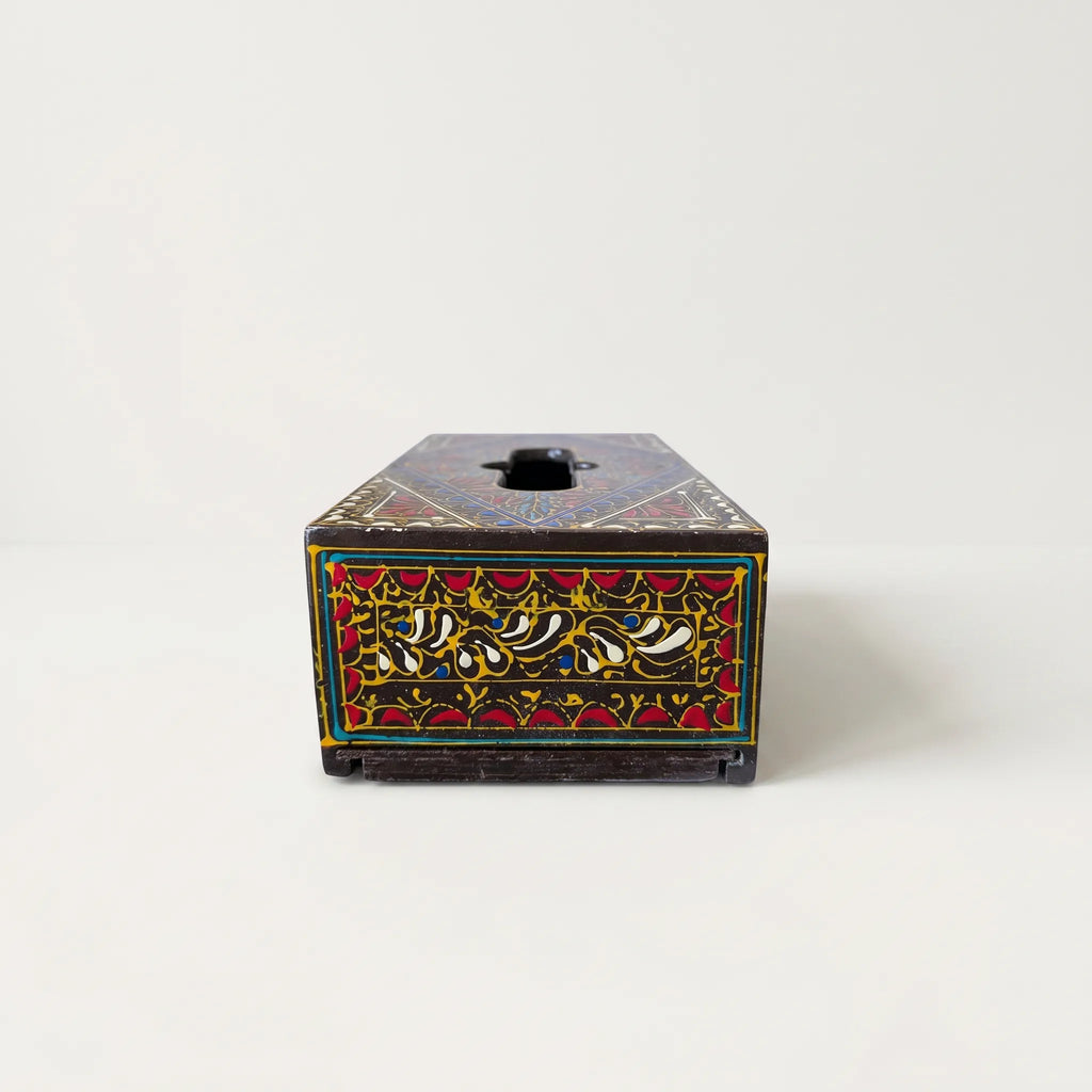 Hand-Painted Swati Tissue Box – 5x10” Wooden Tissue Holder
