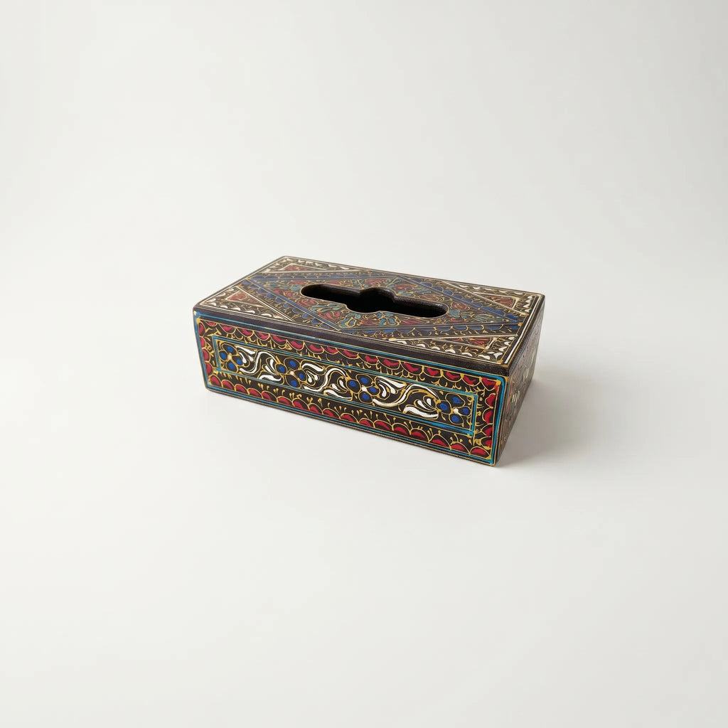 Oil-Painted Swati Tissue Box – 5x10” Wooden Floral Tissue Holder