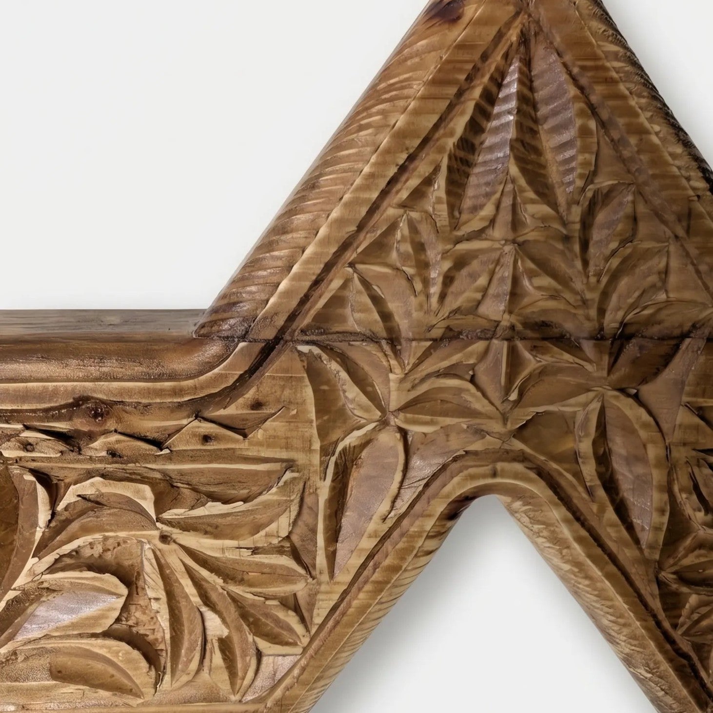 Hand-Carved Swati Star Mirror Frame – 27” Wooden Wall Frame