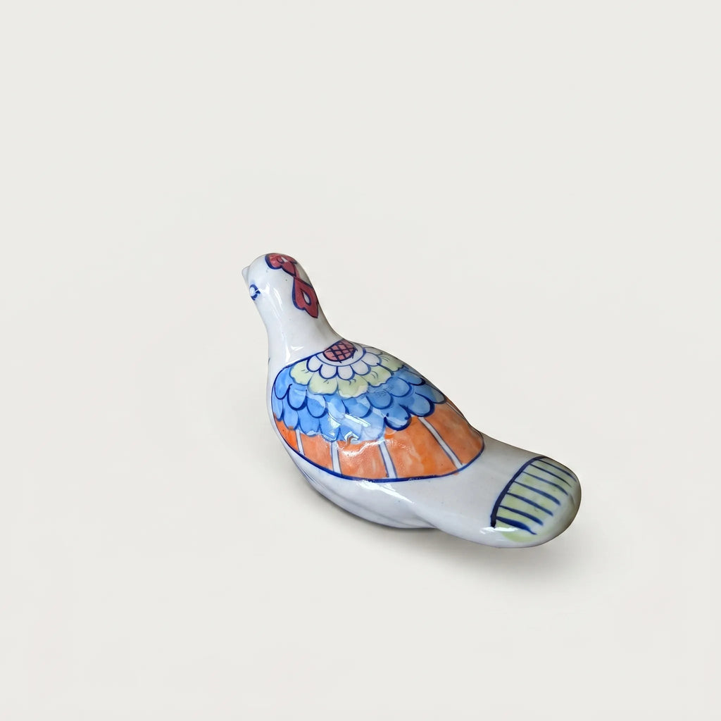 Hand-Painted Ceramic Pigeon Figurine – 9” Decorative Pottery Bird
