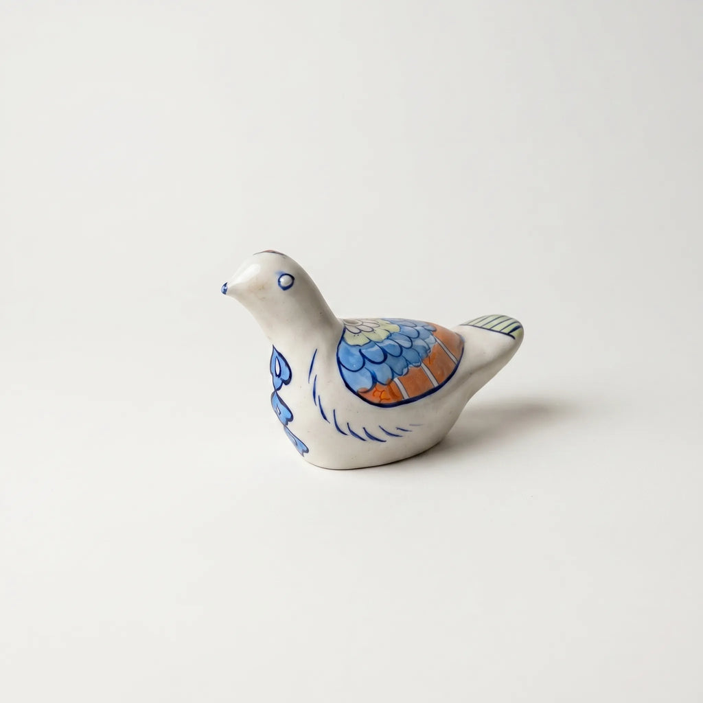 Hand-Painted Ceramic Pigeon Figurine – 9” Decorative Pottery Bird