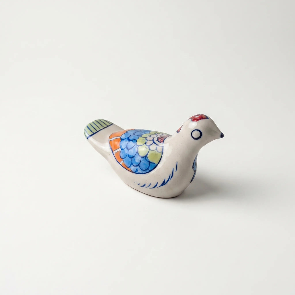 Hand-Painted Ceramic Pigeon Figurine – 9” Decorative Pottery Bird