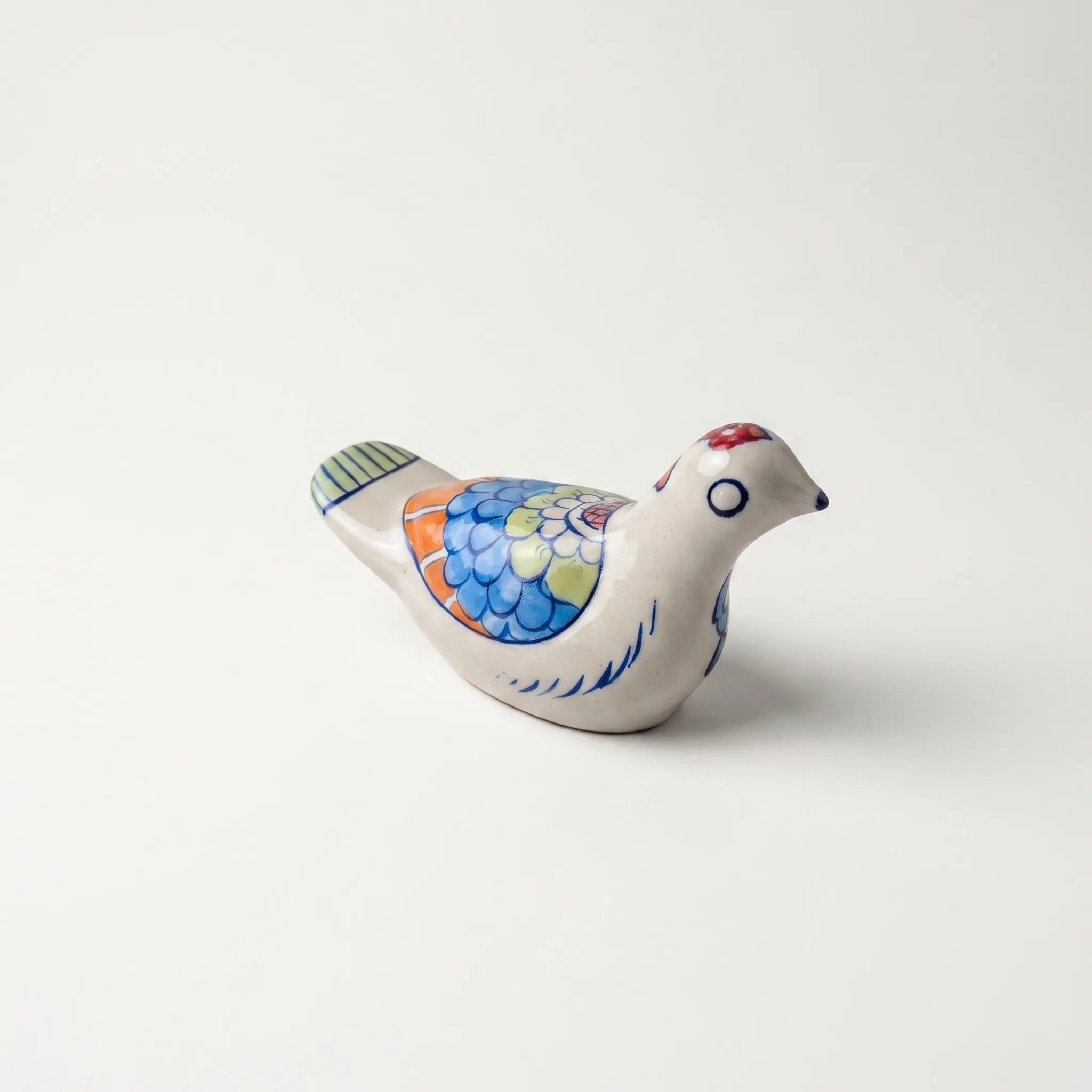 Hand-Painted Ceramic Pigeon Figurine – 9” Decorative Pottery Bird