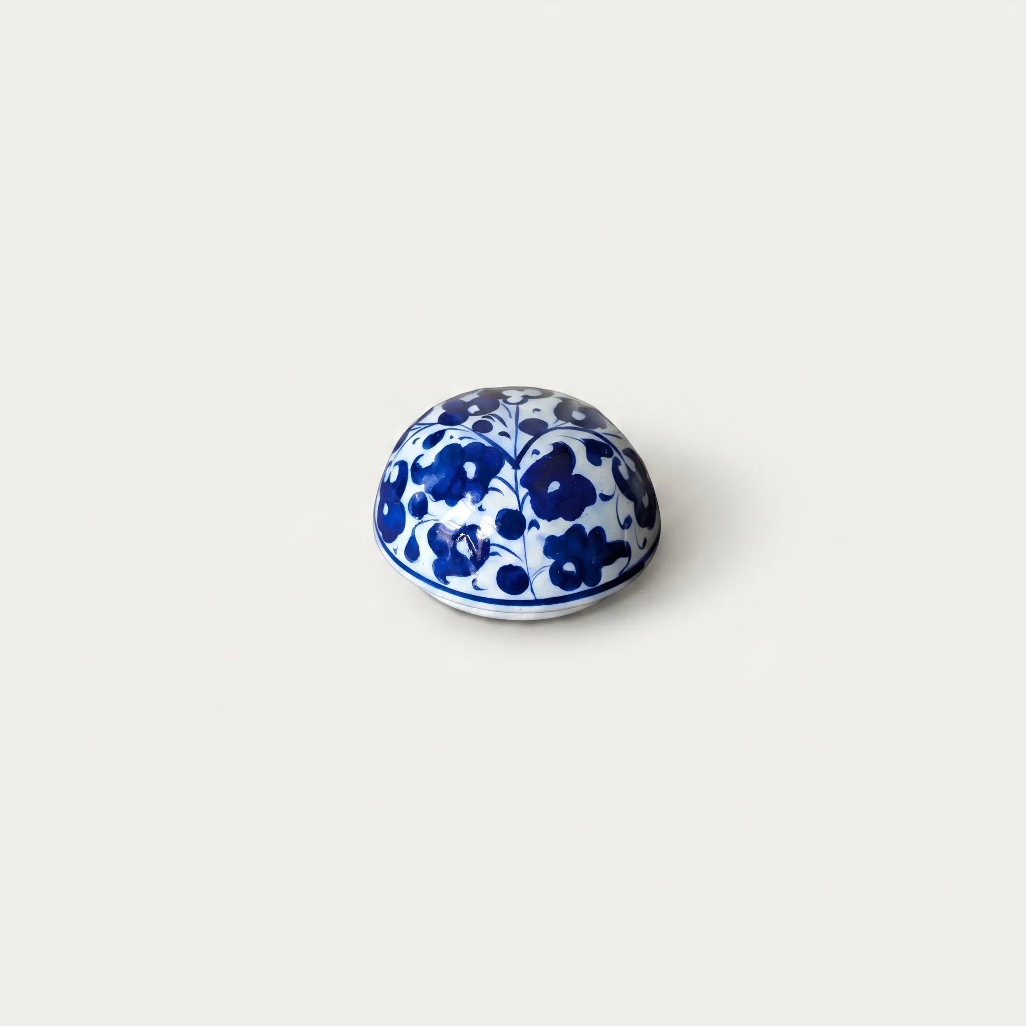 Blue Pottery Ceramic Paper Weight – 3” Hand-Painted Desk Decor