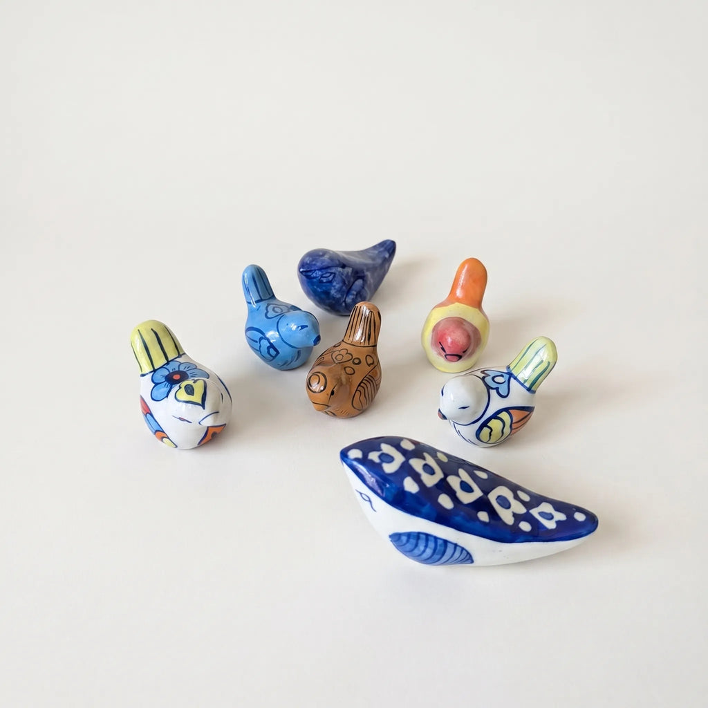 Hand-Painted Ceramic Animal Figurines – Assorted Mini Decorative Pottery Birds & Other Animals