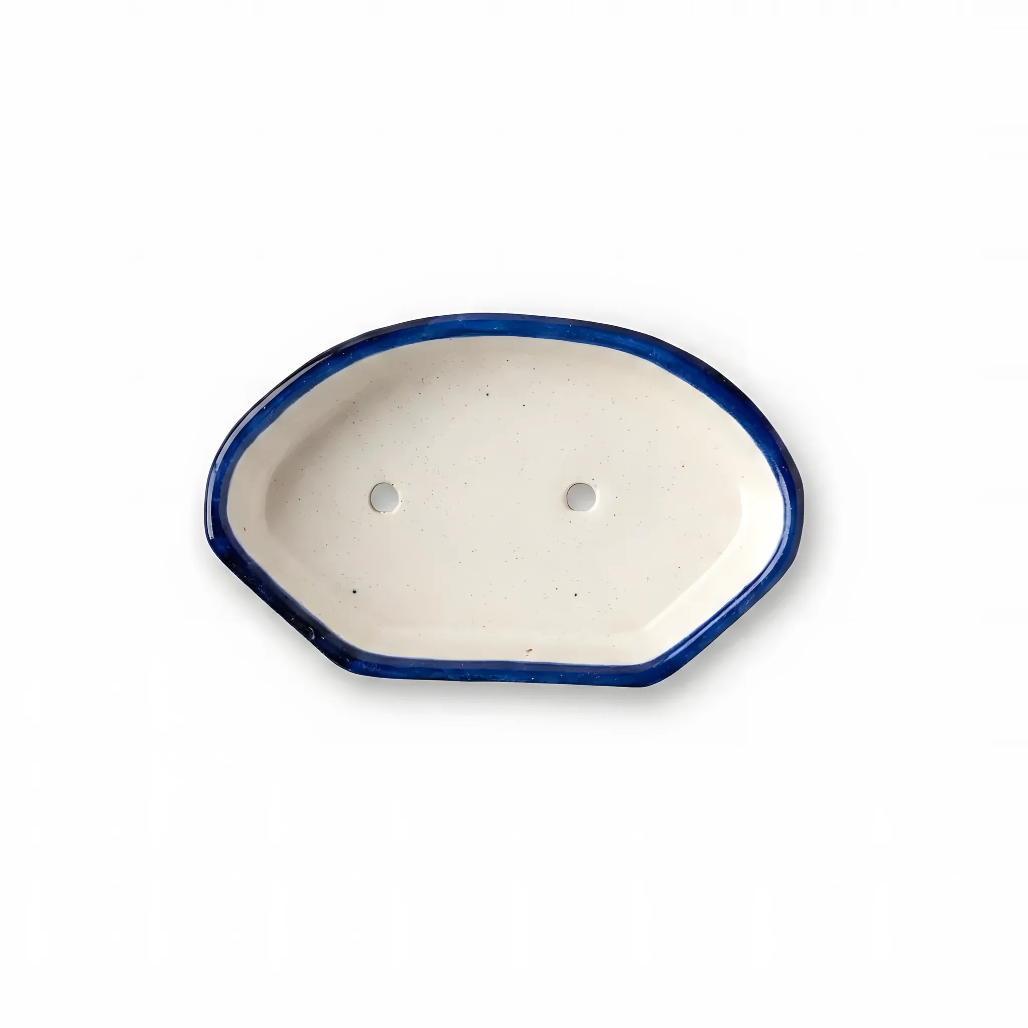 Handmade Blue Pottery Soap Dish Multicolor Geometric - 6x3.5 Inch