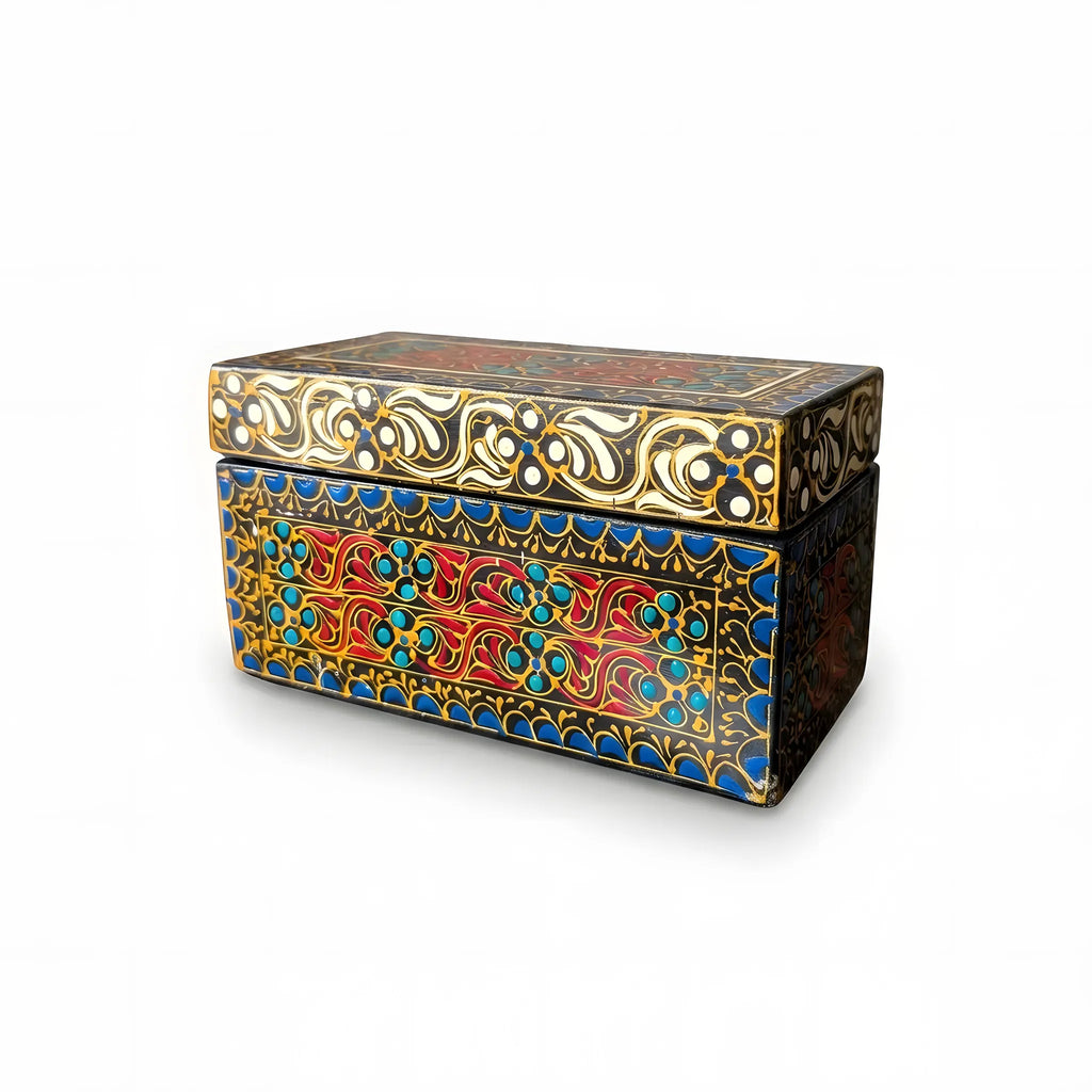 Black and gold Swati hand-painted wooden keepsake box 8x4x4 inch - view 2