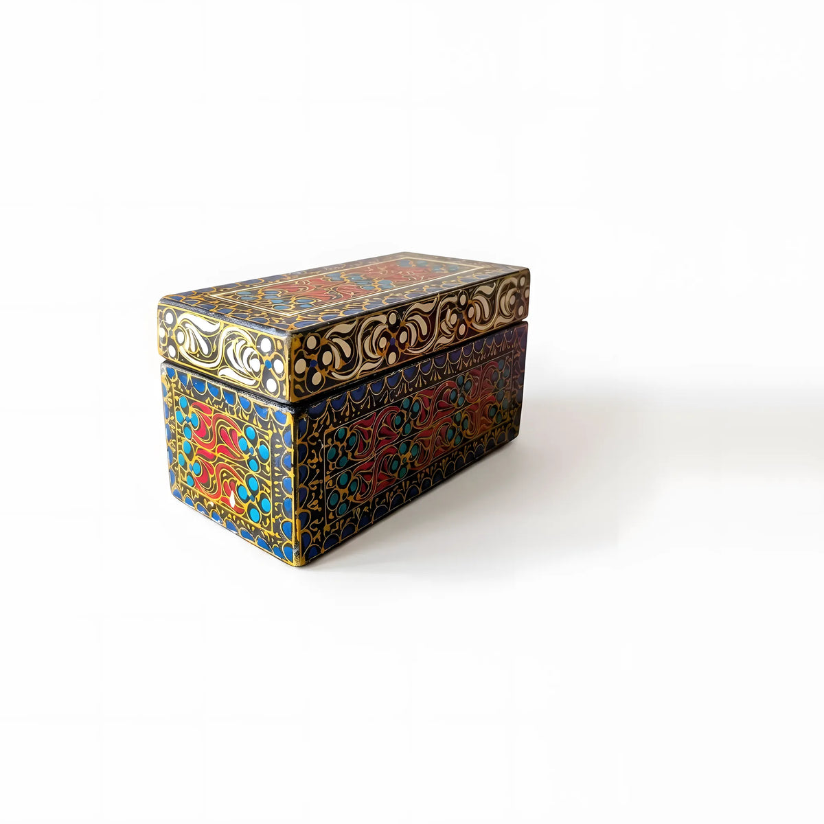 Black and gold Swati hand-painted wooden keepsake box 8x4x4 inch - view 3