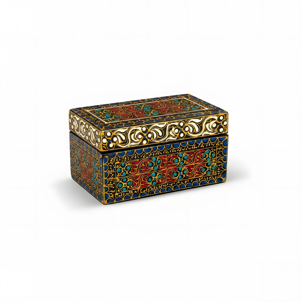 Black and gold Swati hand-painted wooden keepsake box 8x4x4 inch - view 4