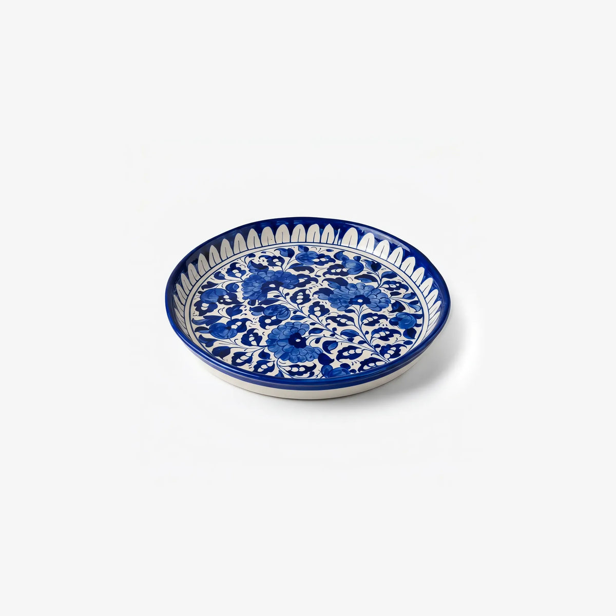 Blue Pottery Platter & Wall Plate - 10 Inch Blue Floral Vine Design - view 2