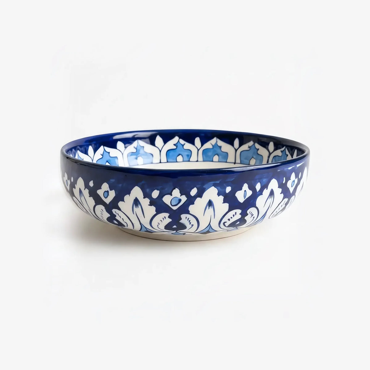 Large serving bowl with palmette pattern on the outside