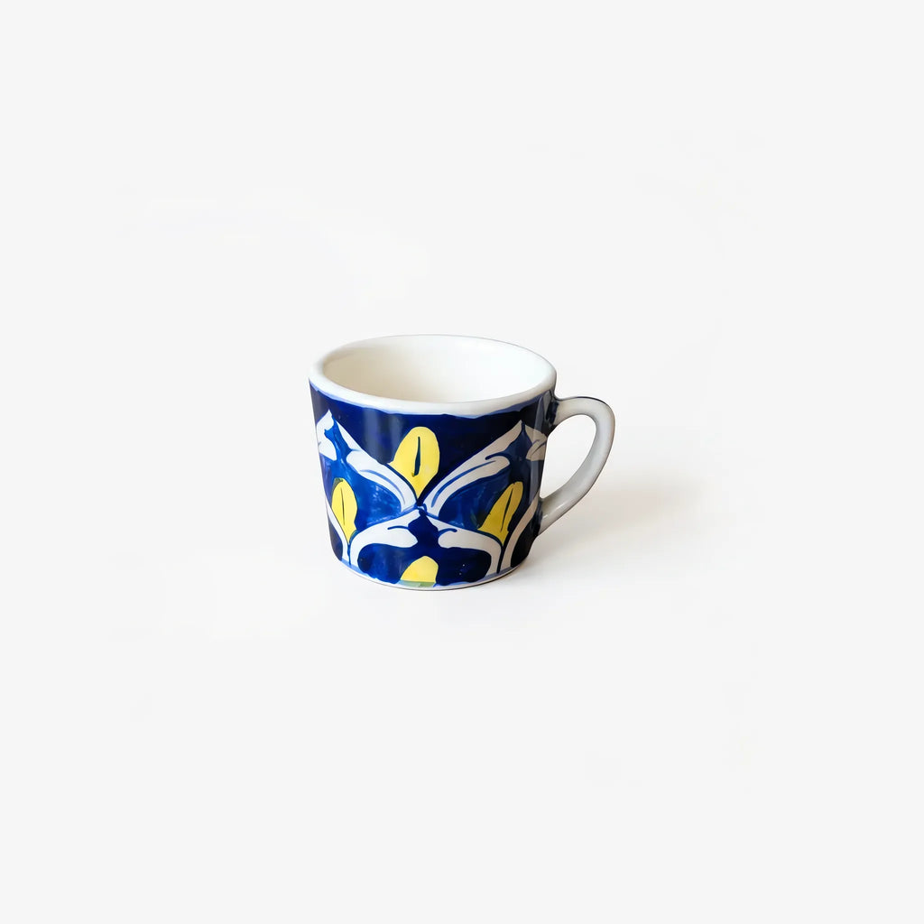 Cobalt & Yellow Blue Pottery Kehwa Cup & Saucer Set - 6 Cups (150 ml) with Saucers - view 2
