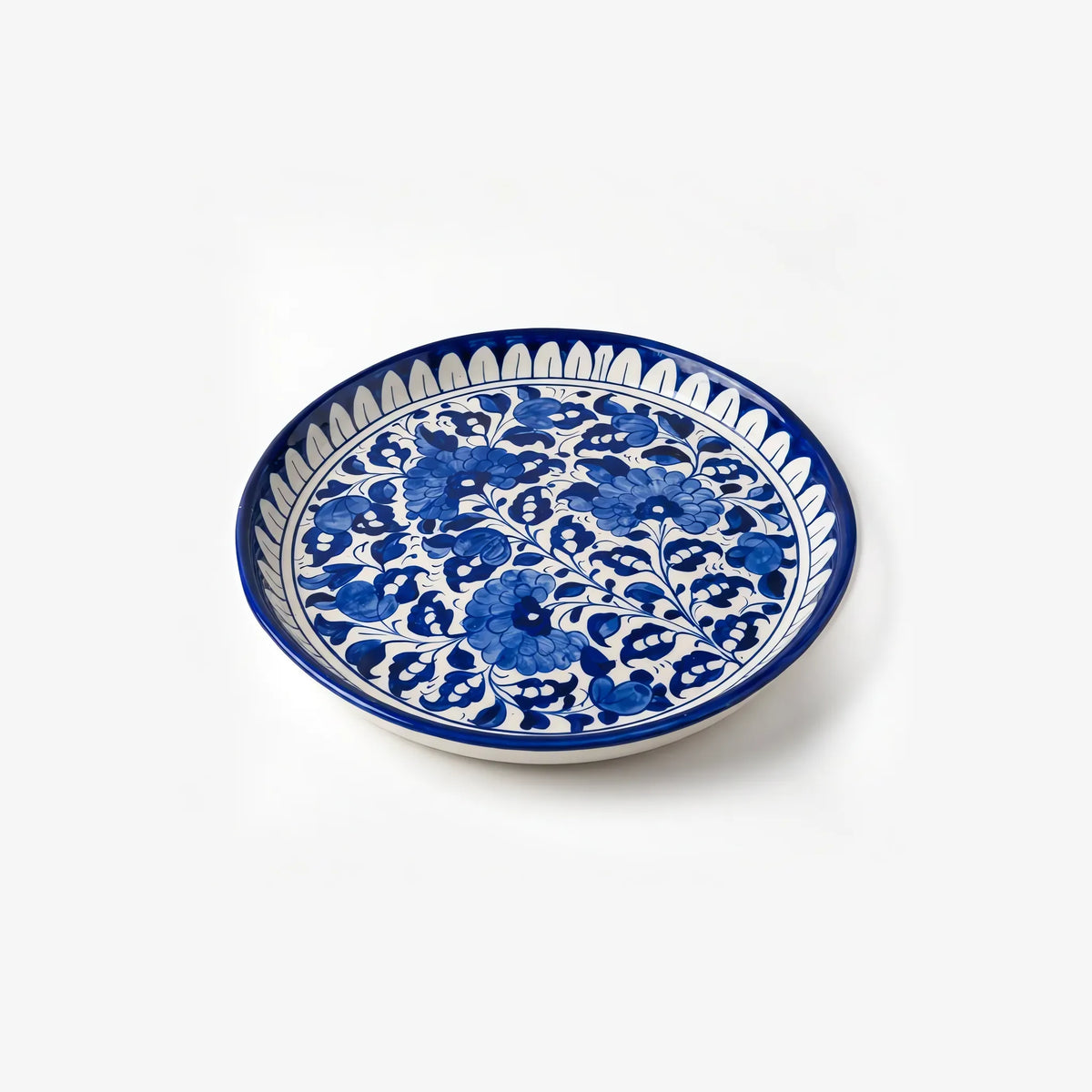 Blue Pottery Platter & Wall Plate - 10 Inch Blue Floral Vine Design - view 3