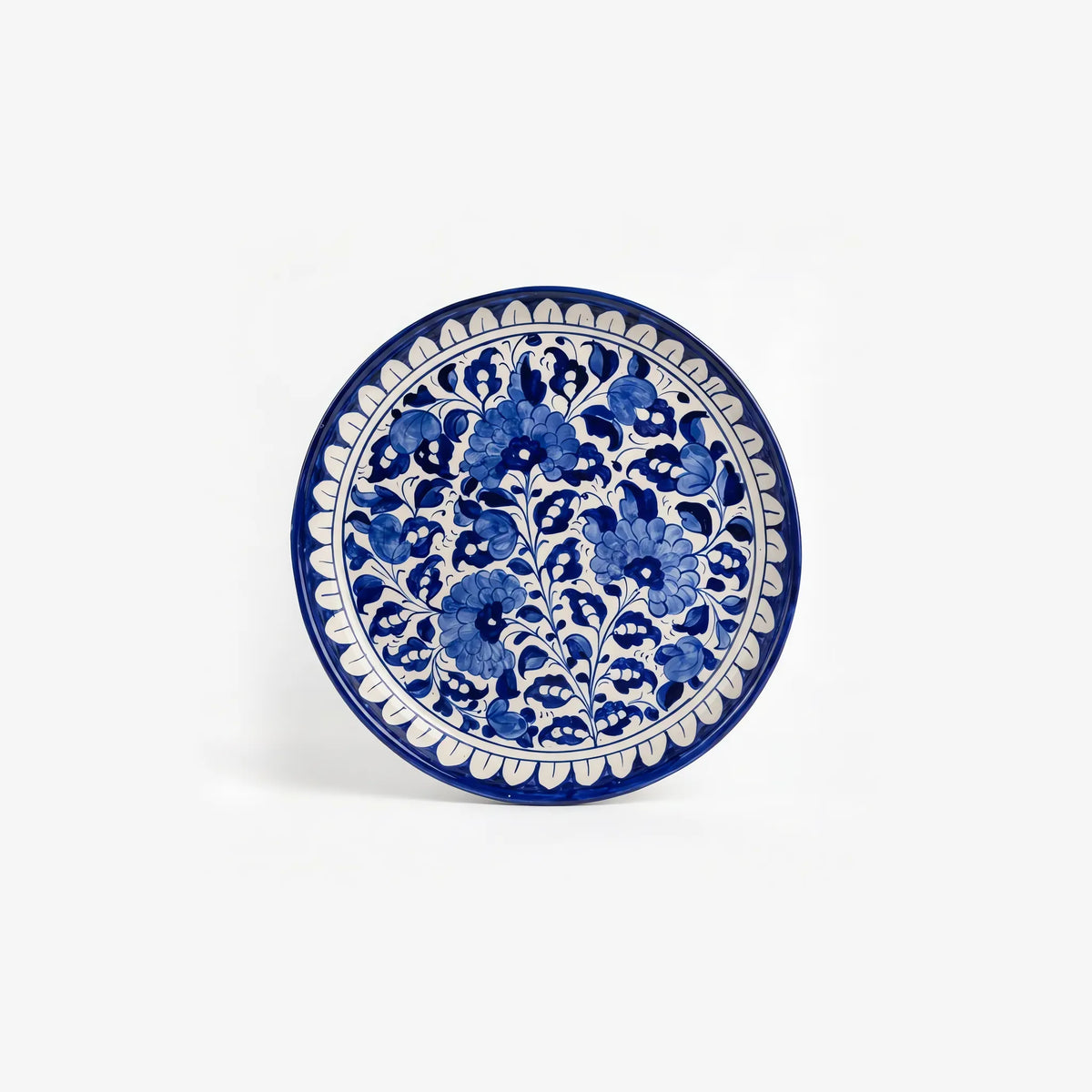 Blue Pottery Platter & Wall Plate - 10 Inch Blue Floral Vine Design - view 1