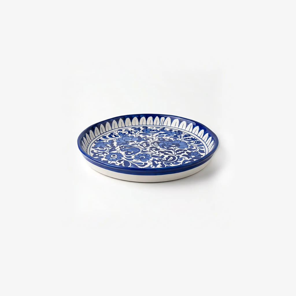 Blue Pottery Platter & Wall Plate - 10 Inch Blue Floral Vine Design - view 4
