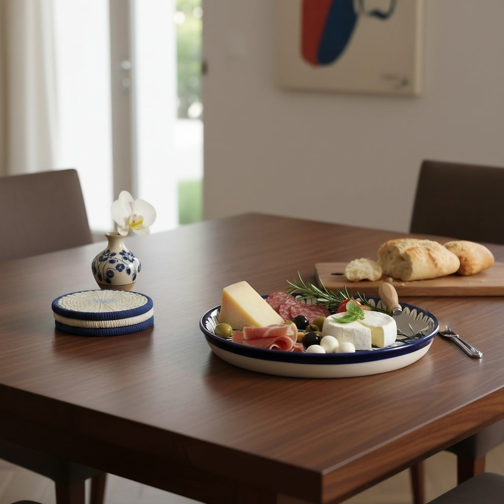 Cobalt Floral Blue Pottery Pizza Platter & Wall Plate – 10 Inch