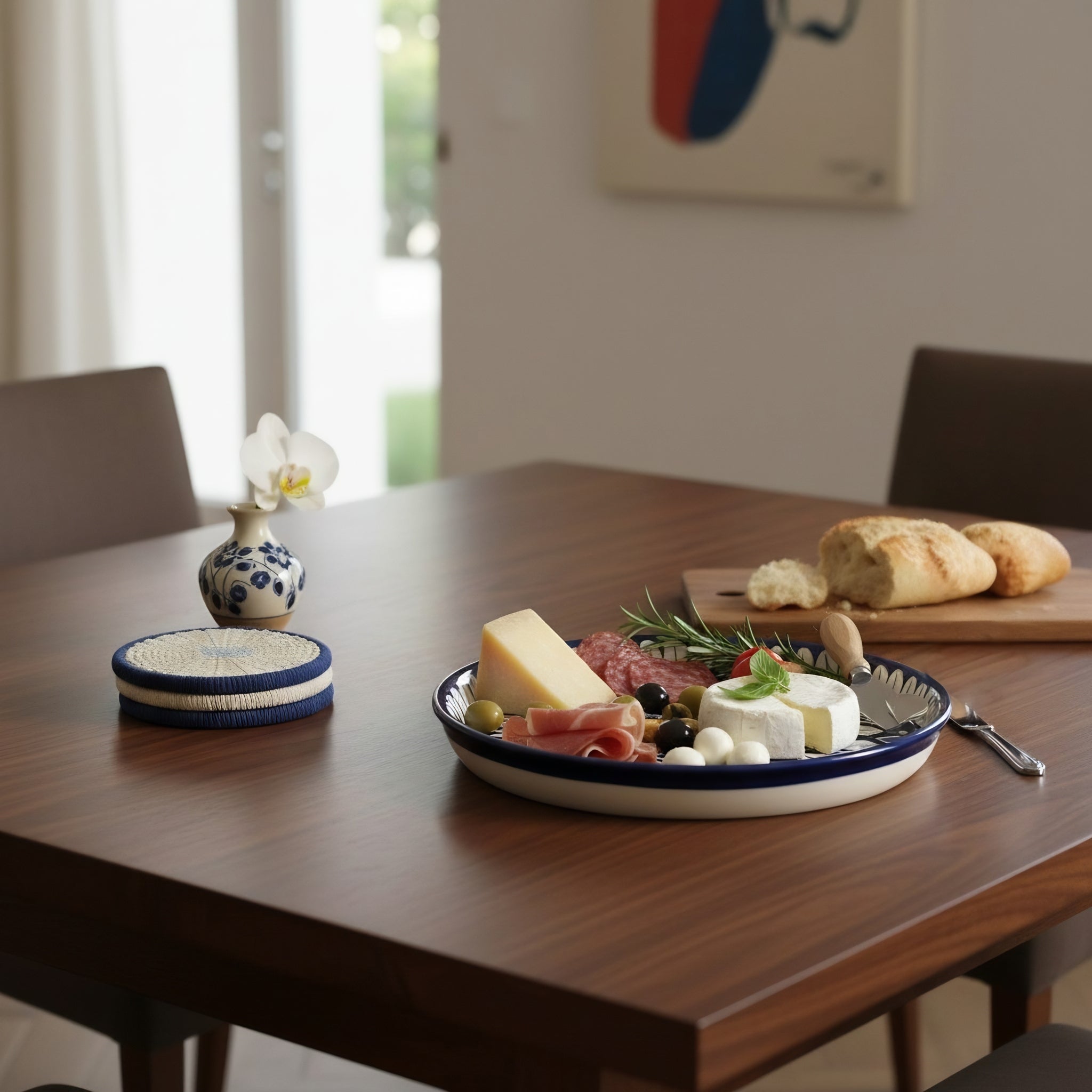 Cobalt Floral Blue Pottery Pizza Platter & Wall Plate – 10 Inch