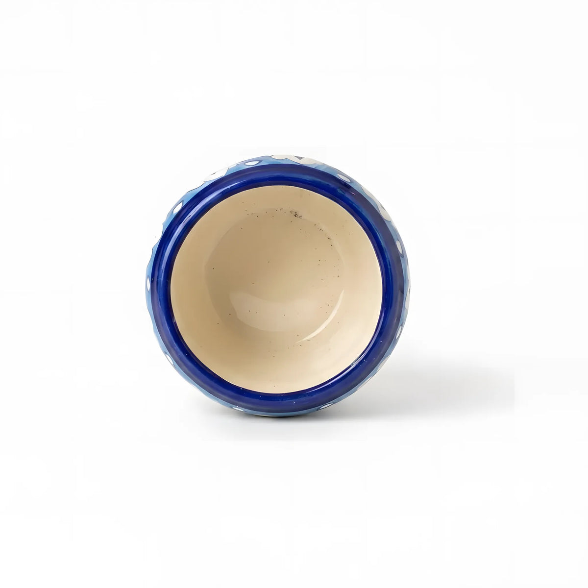 Handmade Blue Pottery Straight Rim Blue Vine Small Planter - 4 Inch Ceramic