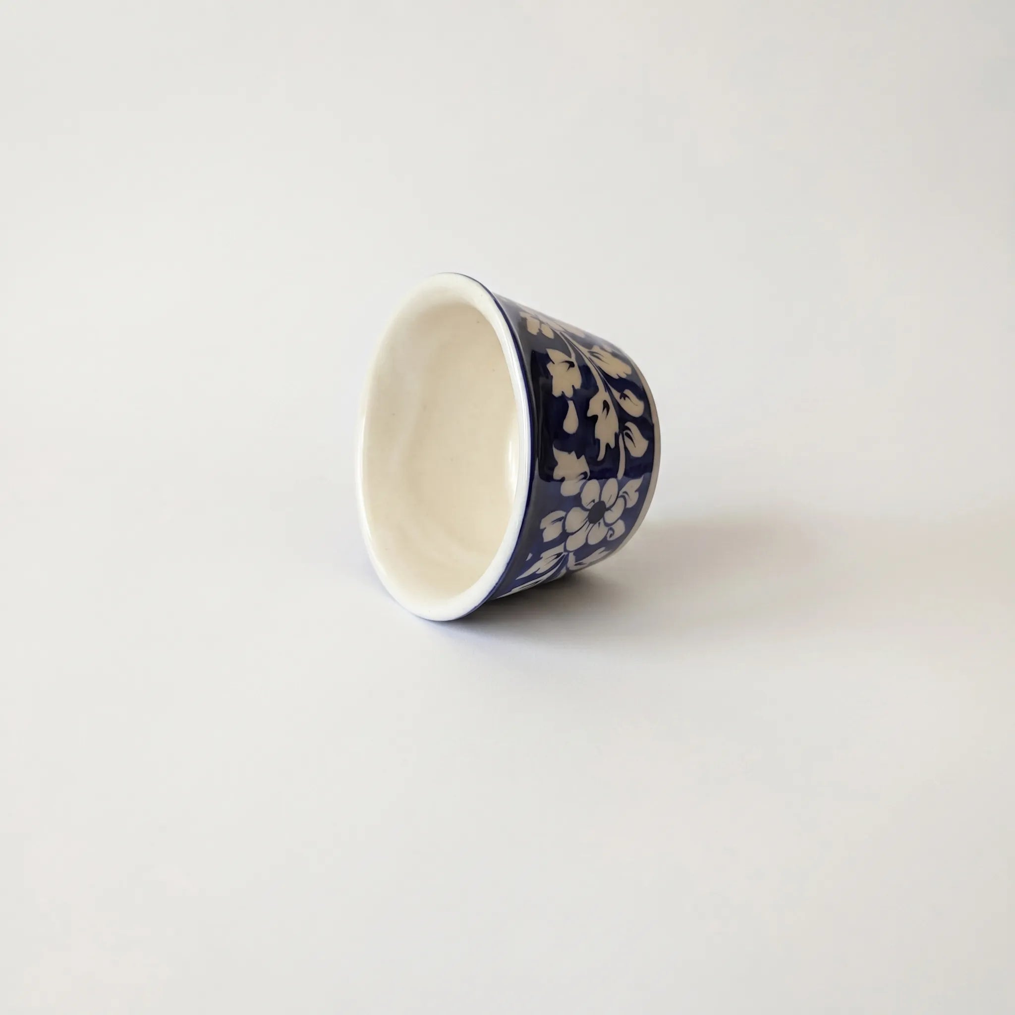 Small Blue Pottery Planter – 4” Ceramic Indoor Planter (Straight Rim Design)